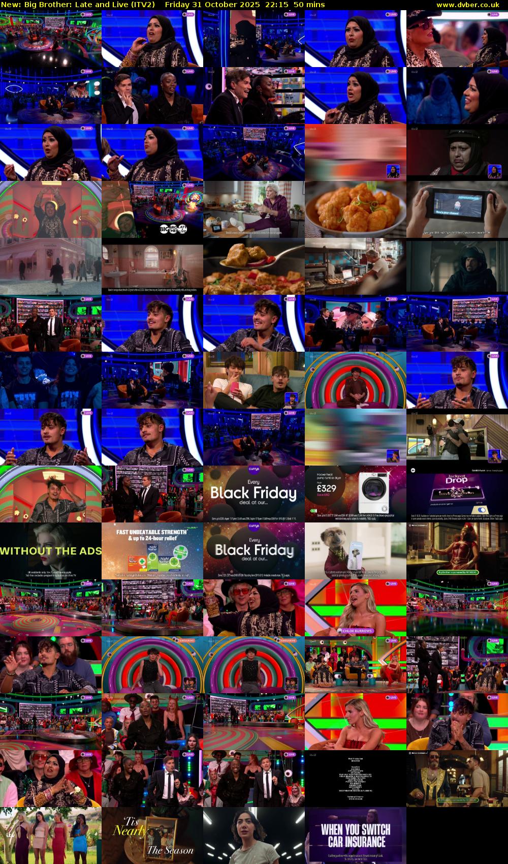 Big Brother: Late and Live (ITV2) Friday 31 October 2025 22:15 - 23:05