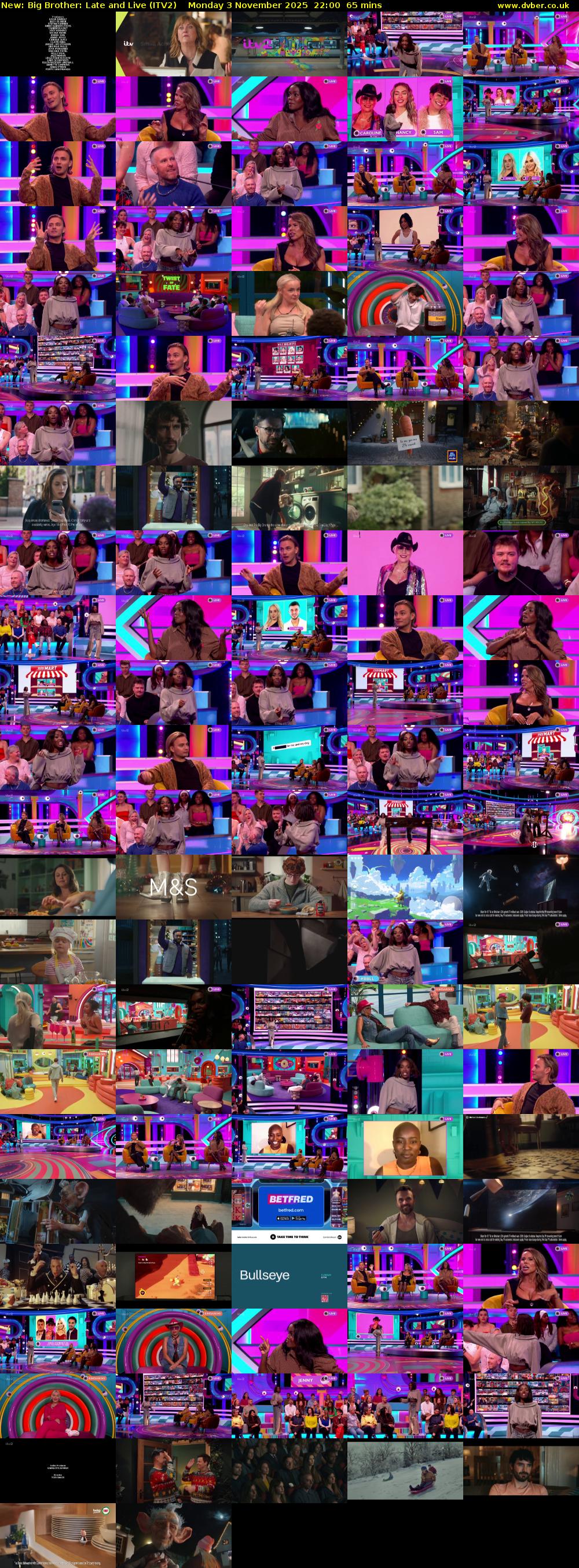 Big Brother: Late and Live (ITV2) Monday 3 November 2025 22:00 - 23:05