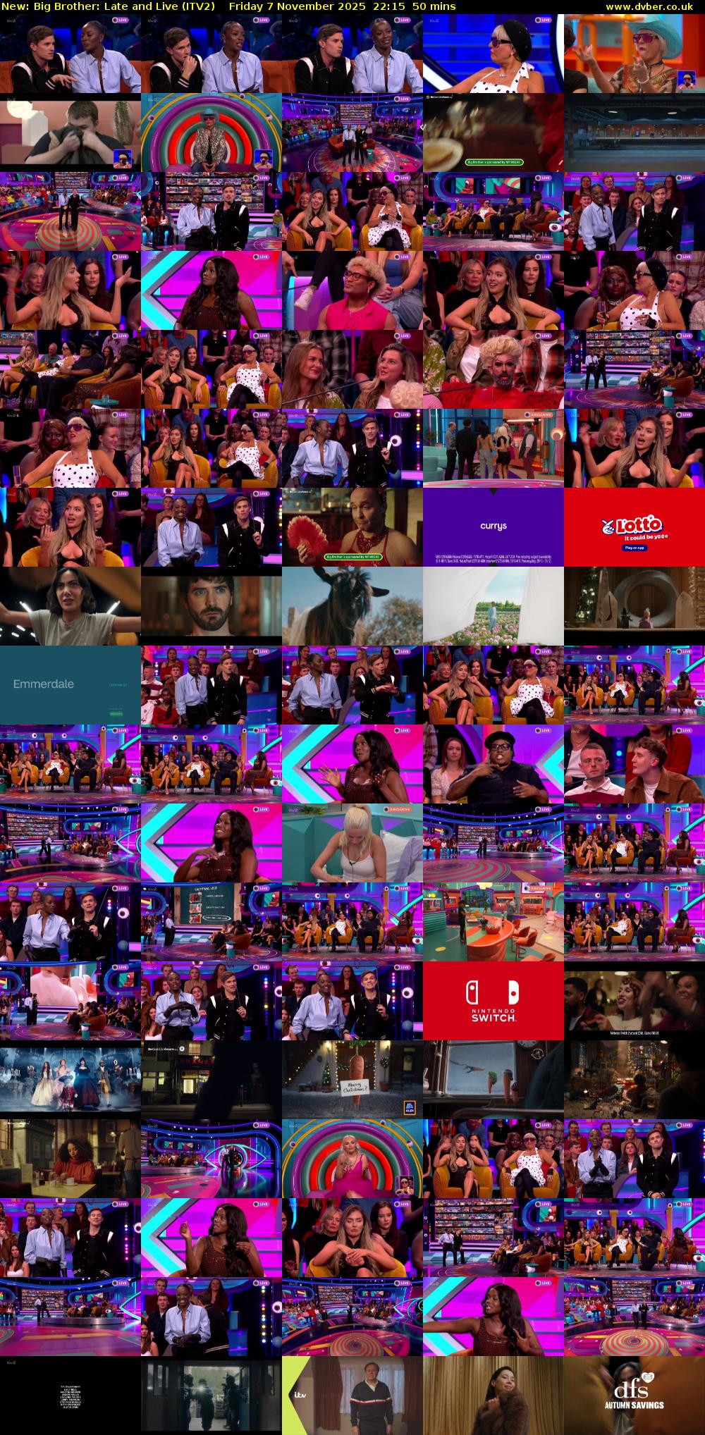 Big Brother: Late and Live (ITV2) Friday 7 November 2025 22:15 - 23:05