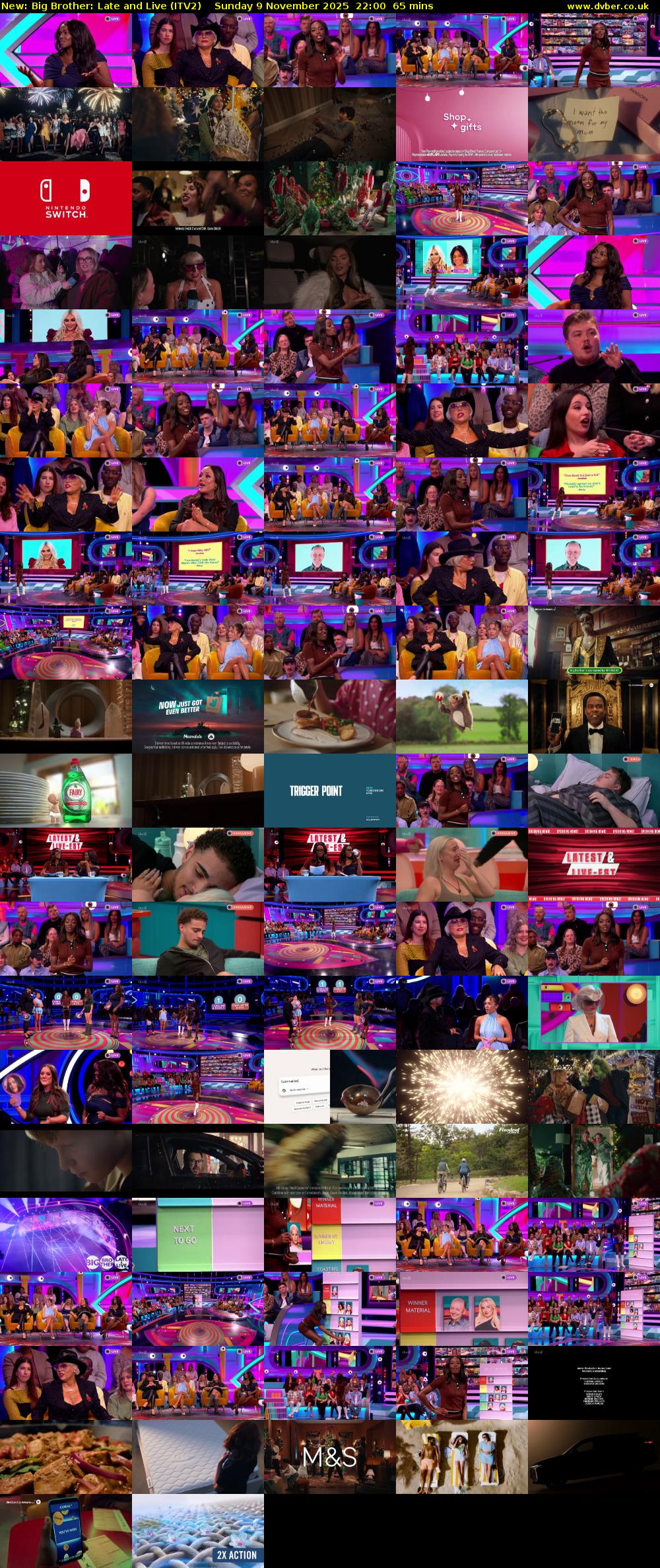 Big Brother: Late and Live (ITV2) Sunday 9 November 2025 22:00 - 23:05