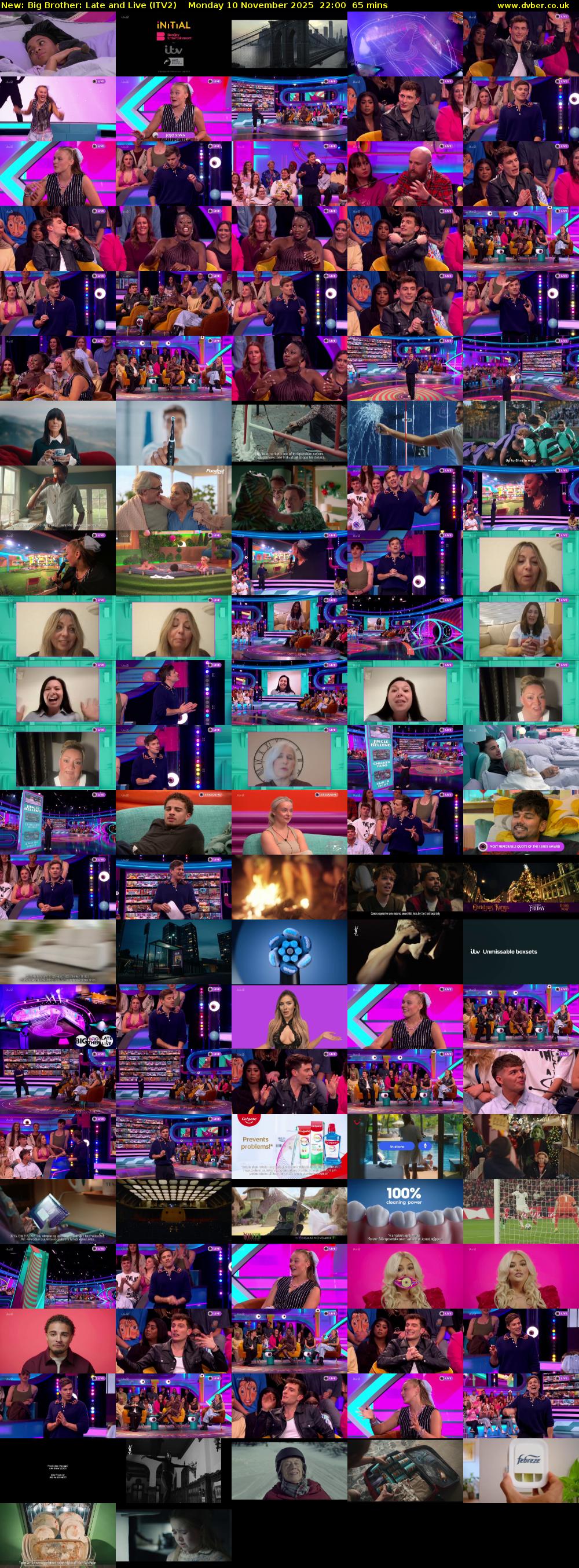 Big Brother: Late and Live (ITV2) Monday 10 November 2025 22:00 - 23:05