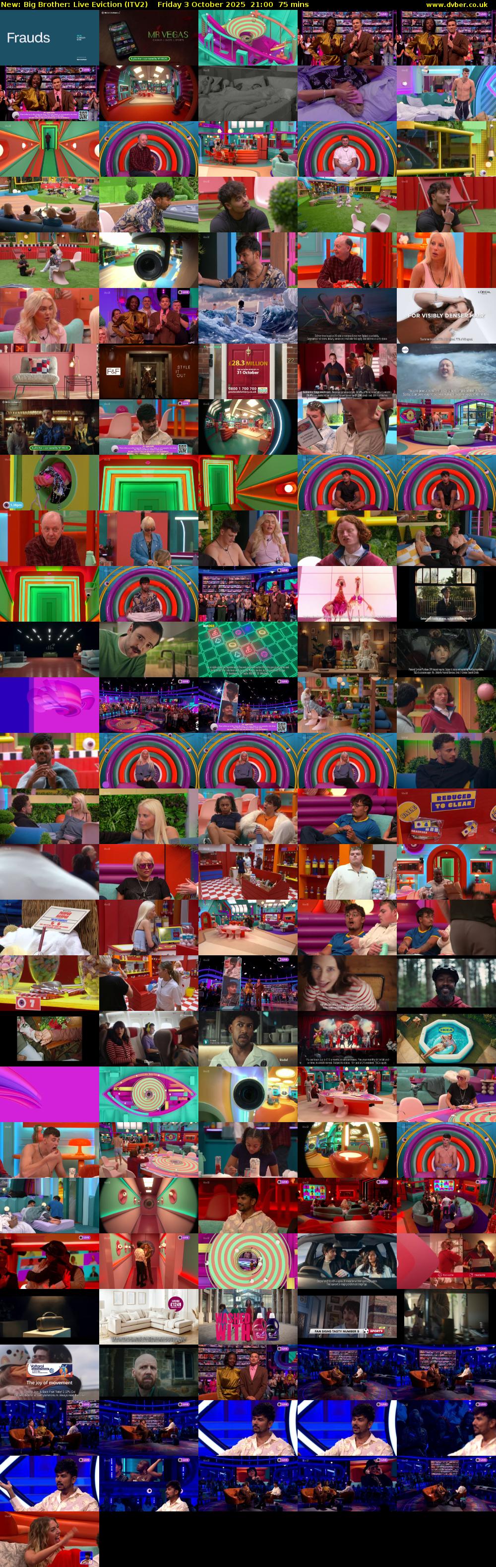 Big Brother: Live Eviction (ITV2) Friday 3 October 2025 21:00 - 22:15