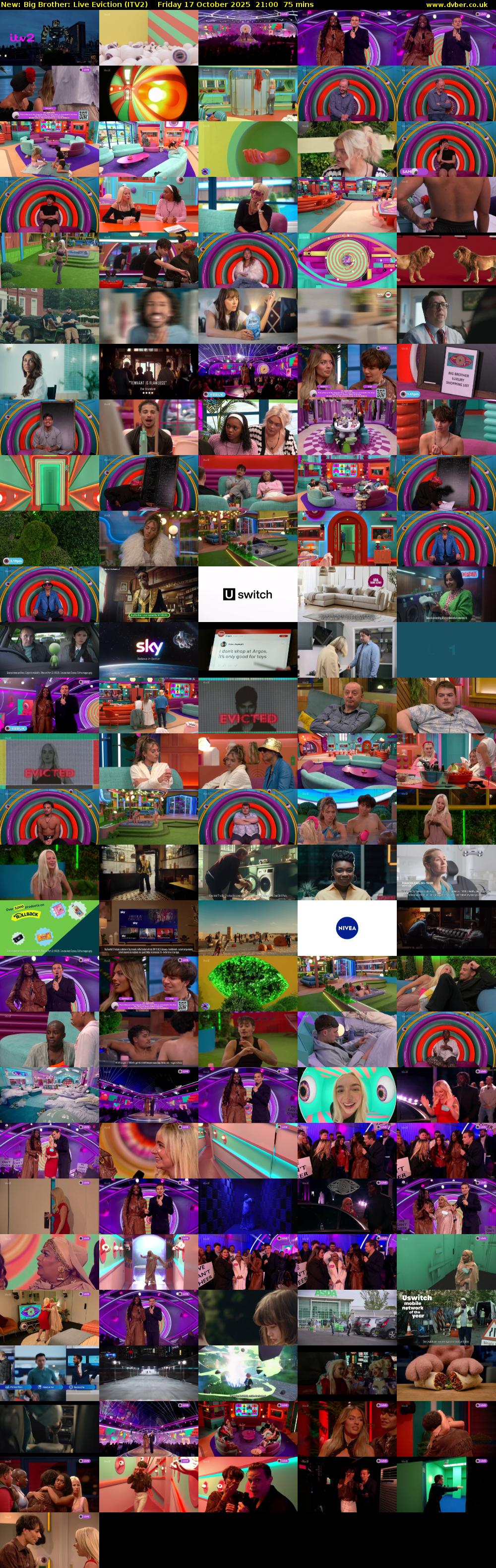 Big Brother: Live Eviction (ITV2) Friday 17 October 2025 21:00 - 22:15