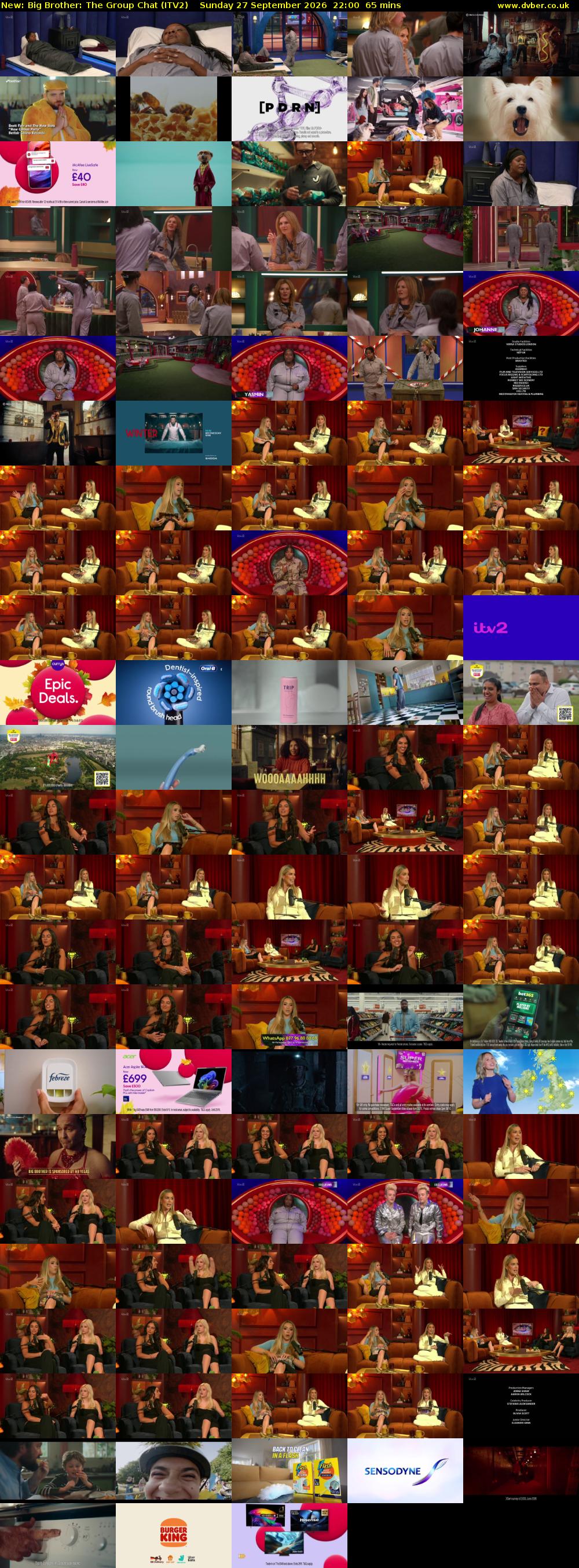 Big Brother: The Group Chat (ITV2) Sunday 27 September 2026 22:00 - 23:05