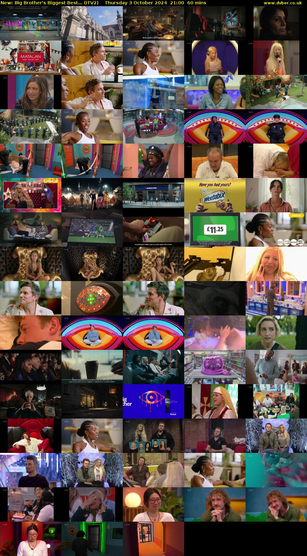 Big Brother's Biggest Best... (ITV2) Thursday 3 October 2024 21:00 - 22:00