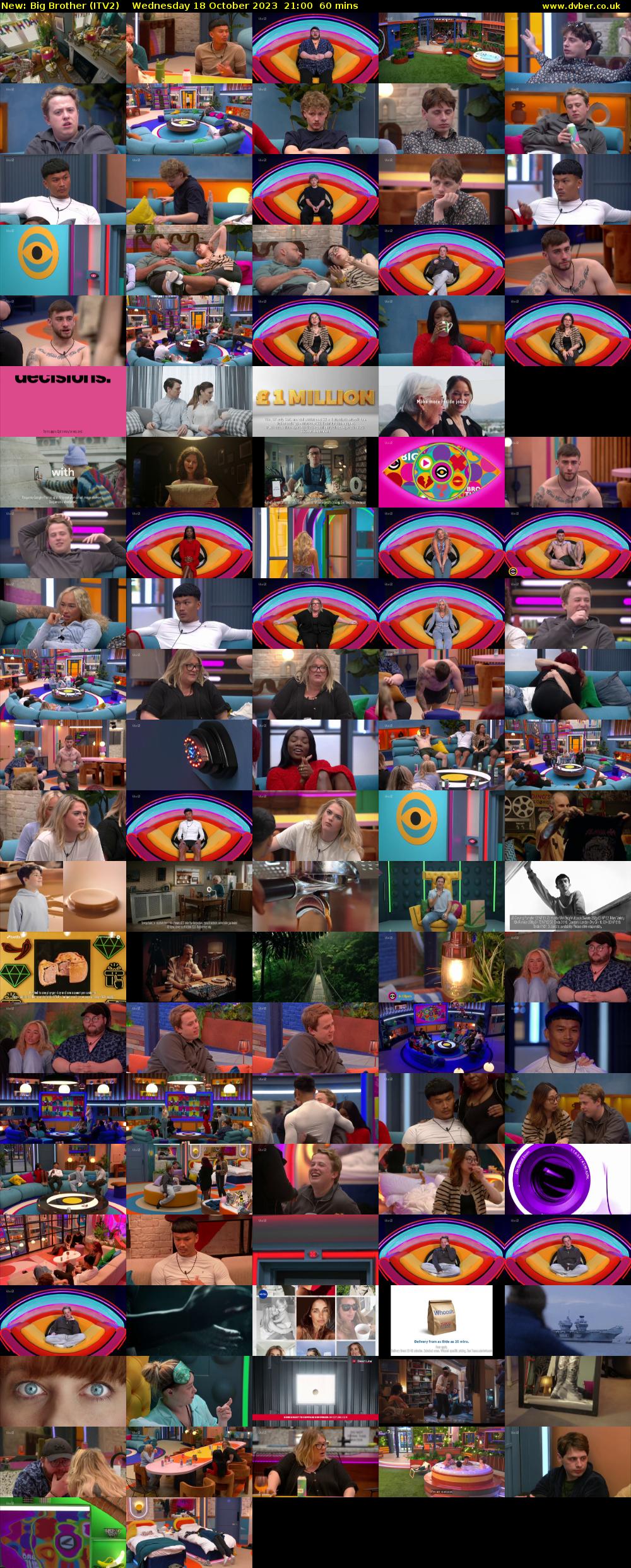 Big Brother (ITV2) Wednesday 18 October 2023 21:00 - 22:00