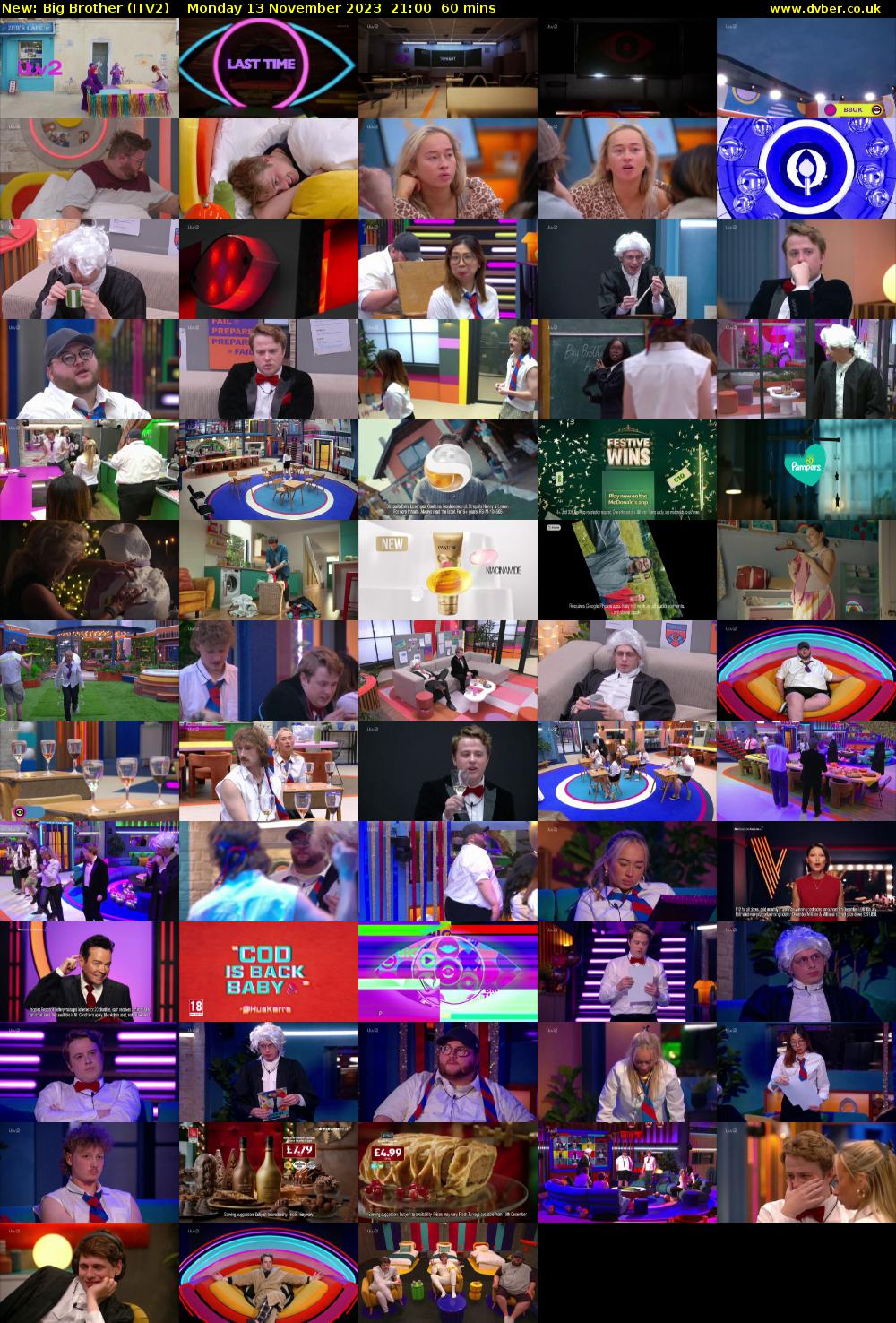 Big Brother (ITV2) Monday 13 November 2023 21:00 - 22:00