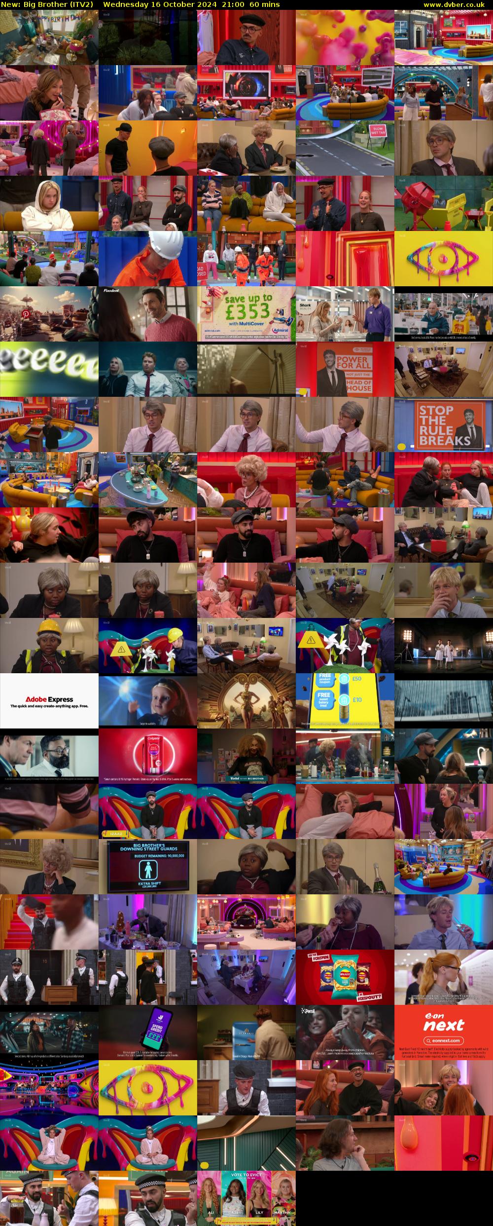 Big Brother (ITV2) Wednesday 16 October 2024 21:00 - 22:00