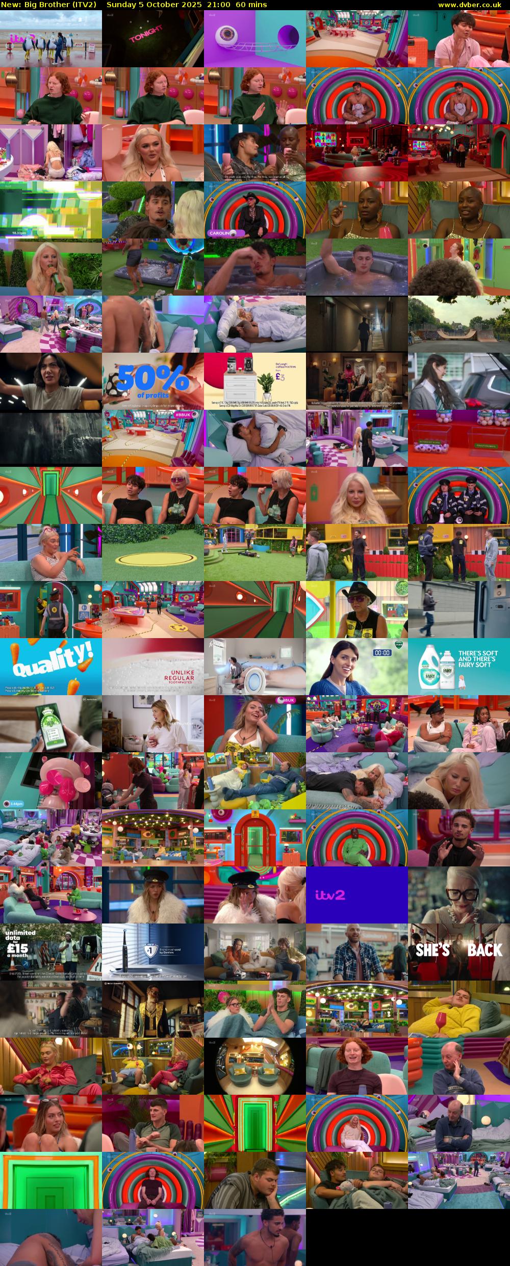 Big Brother (ITV2) Sunday 5 October 2025 21:00 - 22:00
