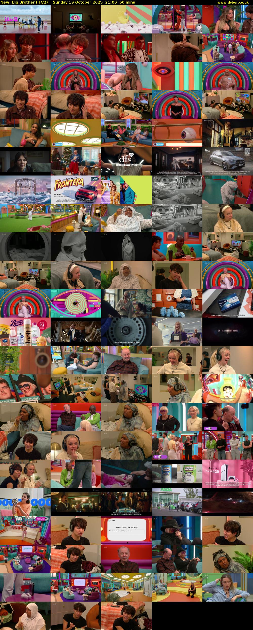Big Brother (ITV2) Sunday 19 October 2025 21:00 - 22:00