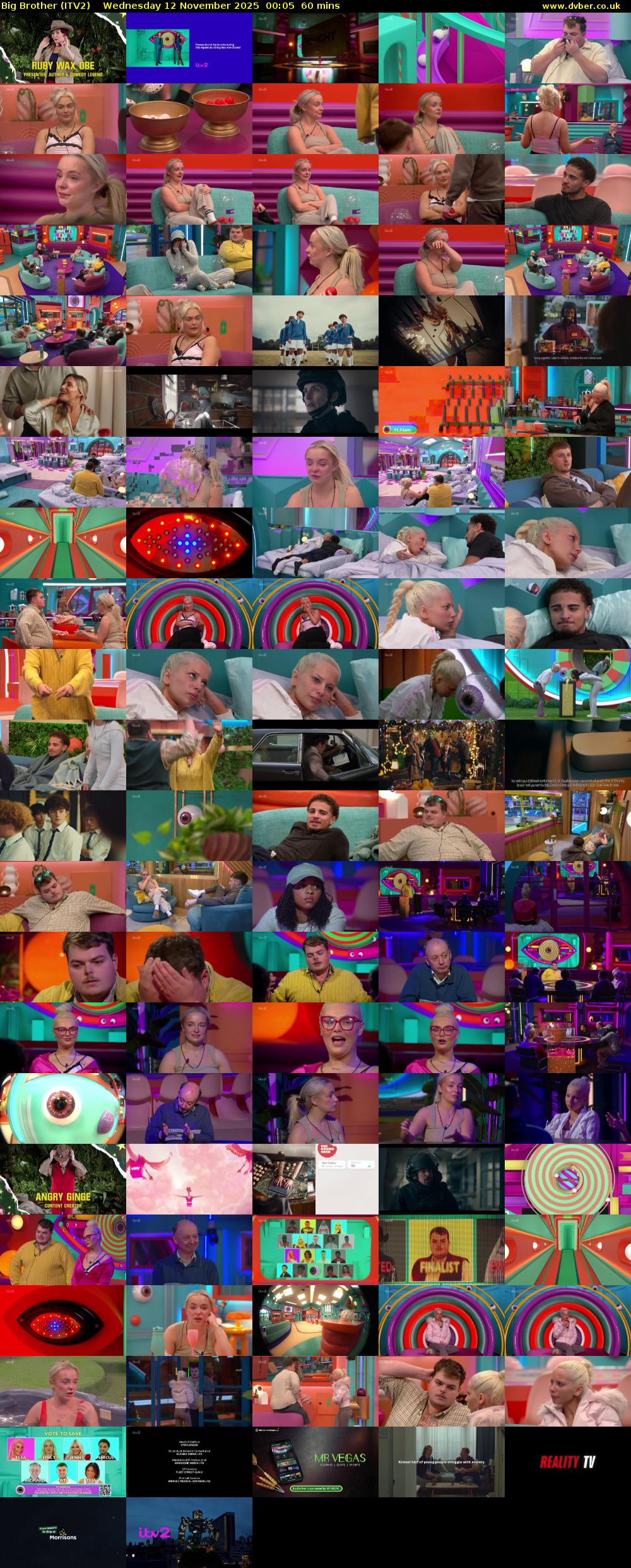 Big Brother (ITV2) Wednesday 12 November 2025 00:05 - 01:05