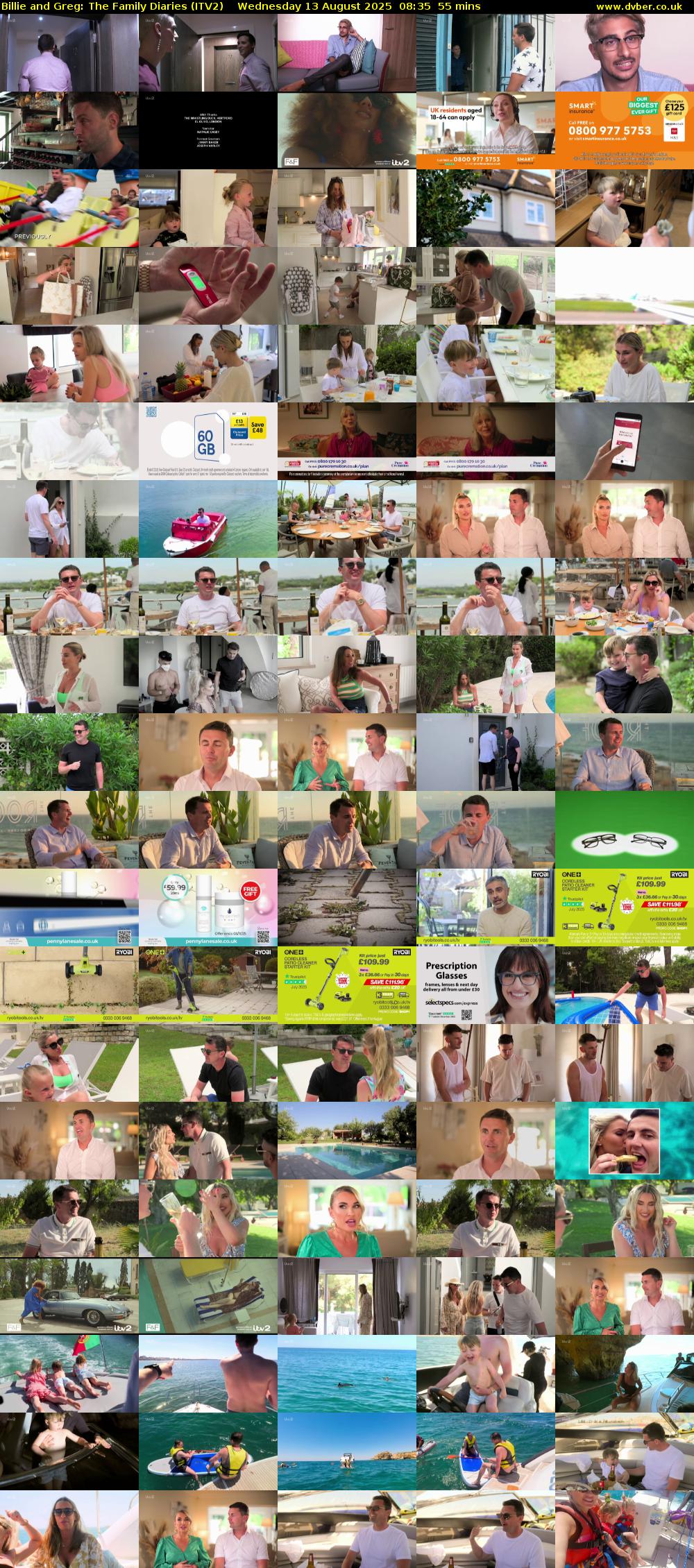 Billie and Greg: The Family Diaries (ITV2) Wednesday 13 August 2025 08:35 - 09:30