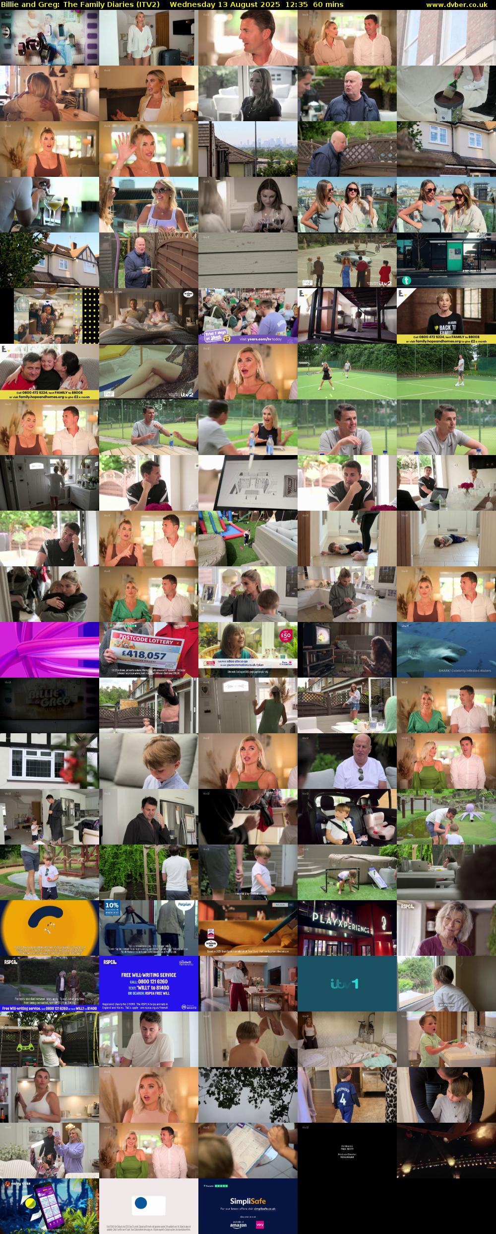 Billie and Greg: The Family Diaries (ITV2) Wednesday 13 August 2025 12:35 - 13:35