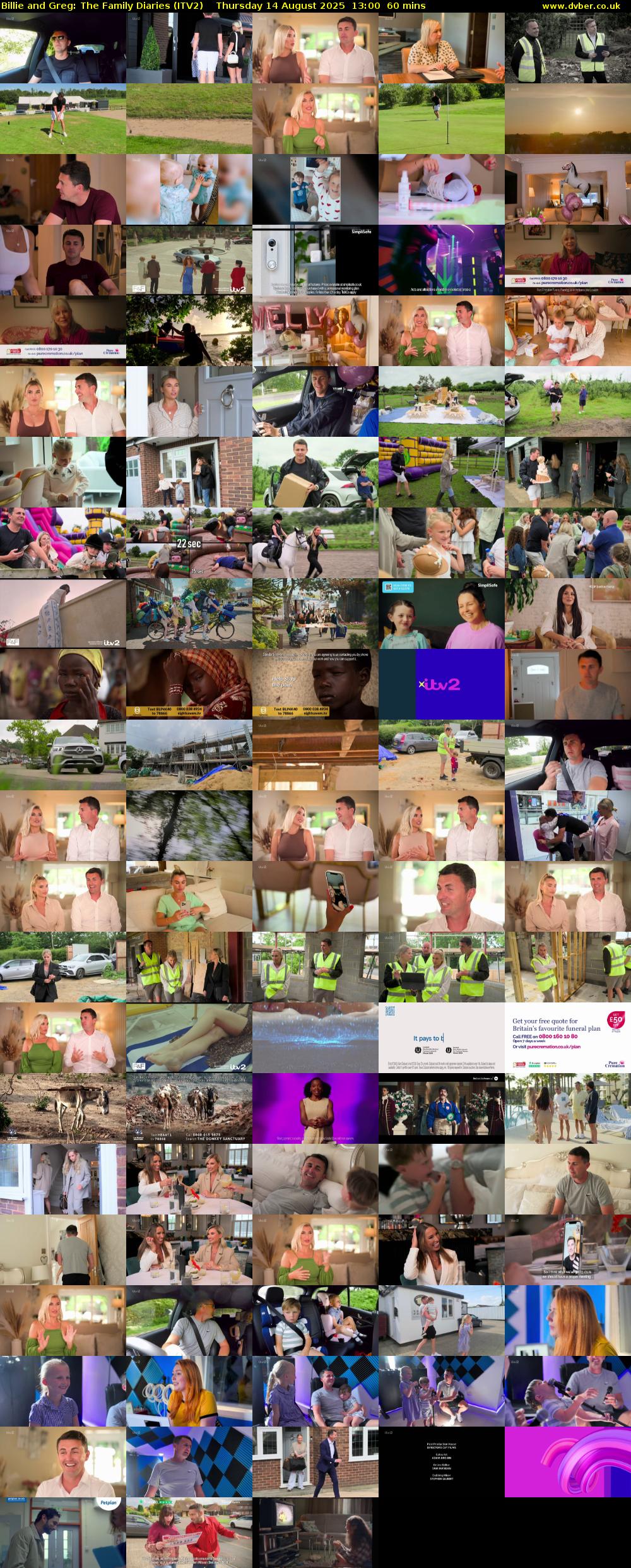 Billie and Greg: The Family Diaries (ITV2) Thursday 14 August 2025 13:00 - 14:00