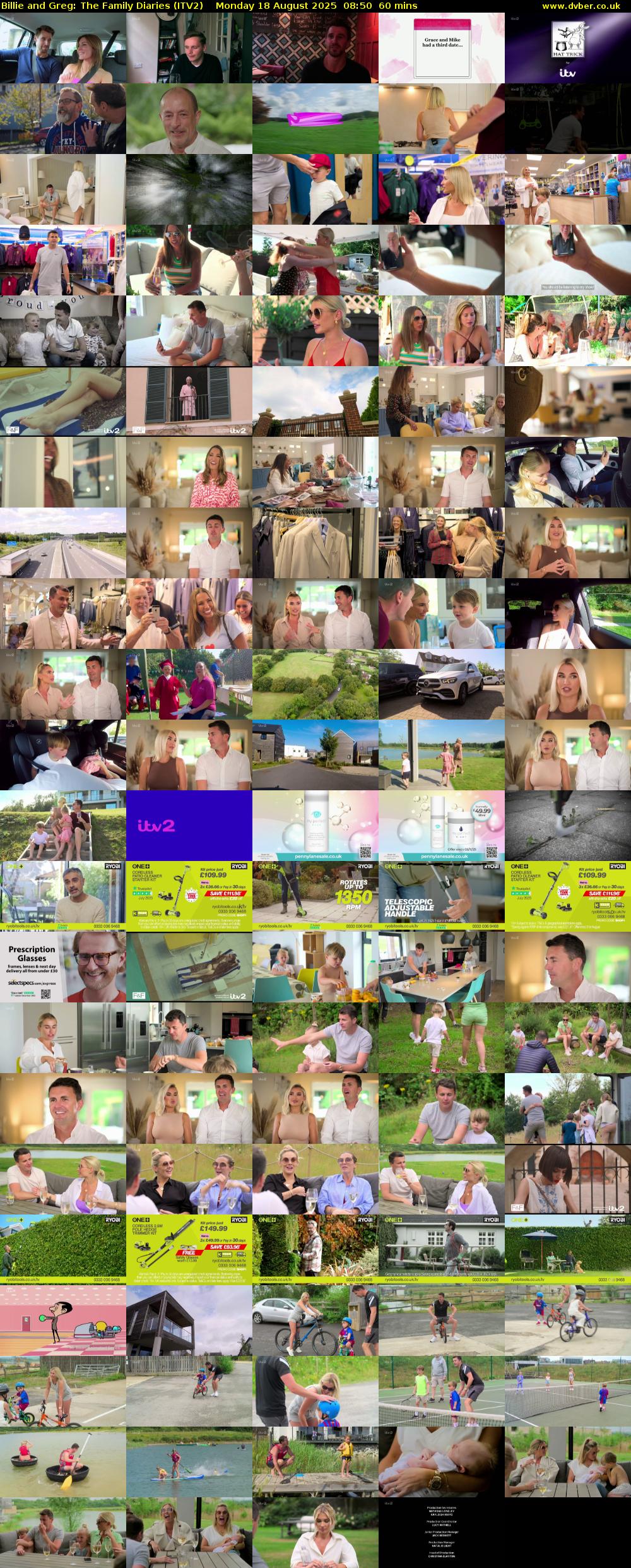 Billie and Greg: The Family Diaries (ITV2) Monday 18 August 2025 08:50 - 09:50