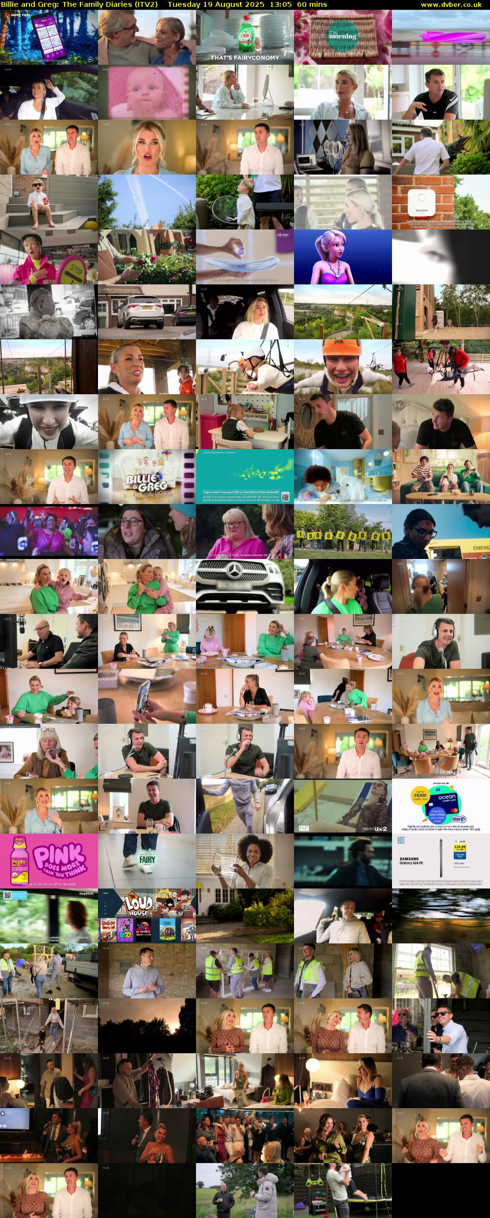 Billie and Greg: The Family Diaries (ITV2) Tuesday 19 August 2025 13:05 - 14:05