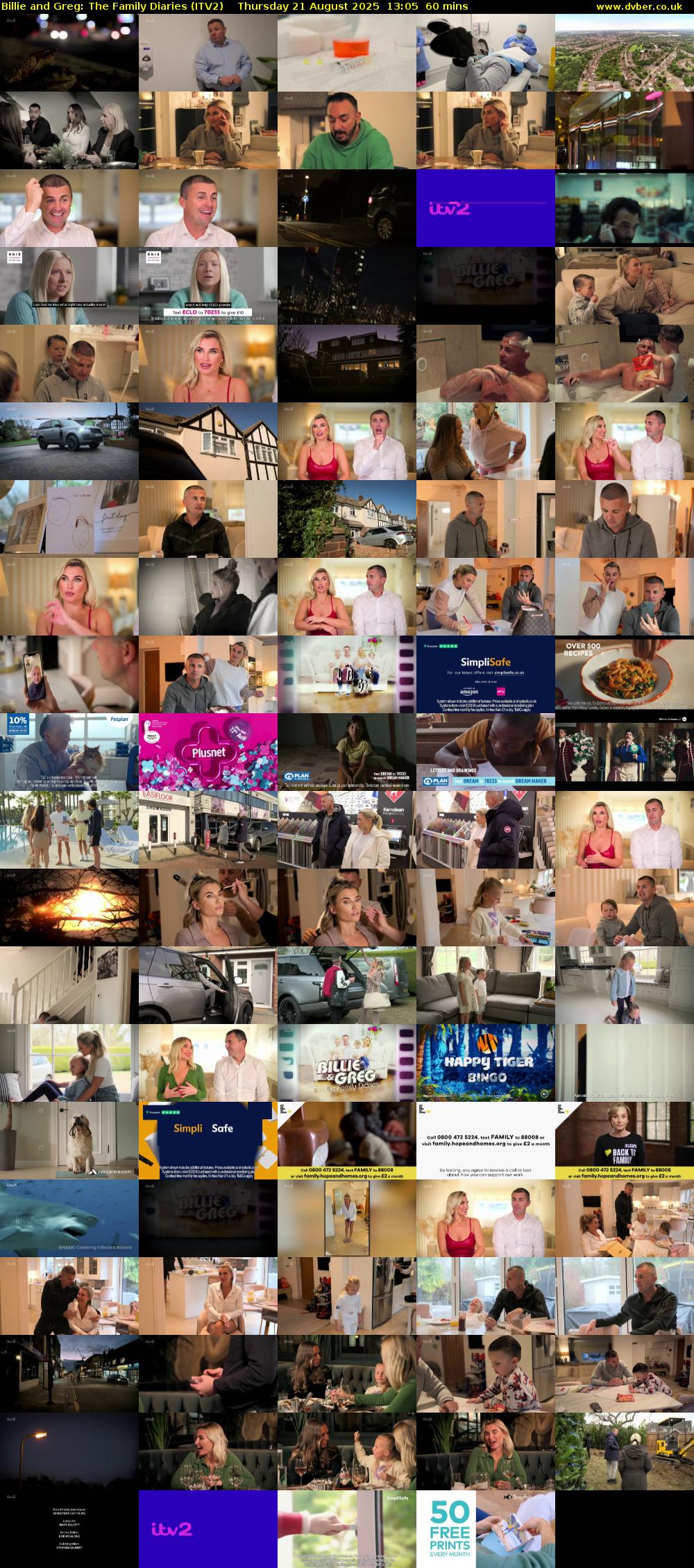 Billie and Greg: The Family Diaries (ITV2) Thursday 21 August 2025 13:05 - 14:05