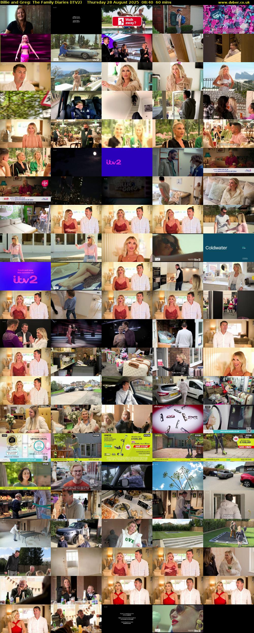 Billie and Greg: The Family Diaries (ITV2) Thursday 28 August 2025 08:40 - 09:40