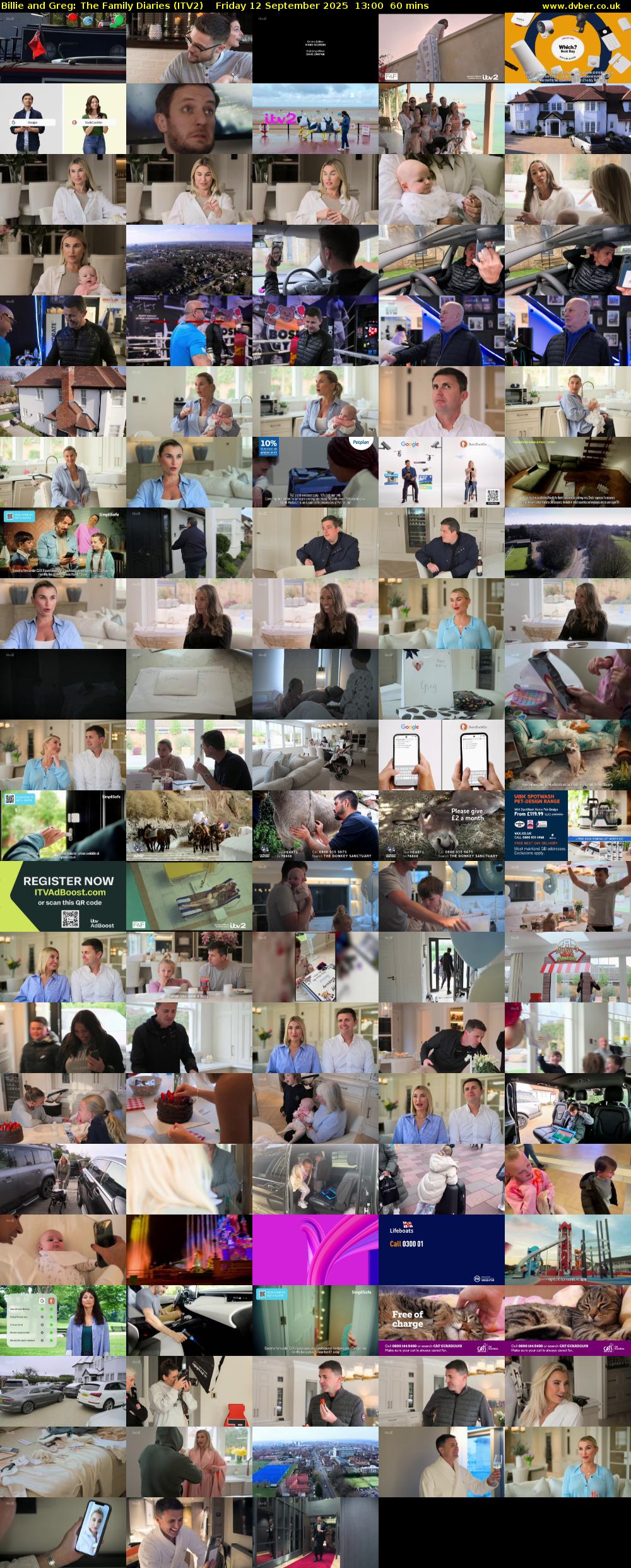 Billie and Greg: The Family Diaries (ITV2) Friday 12 September 2025 13:00 - 14:00