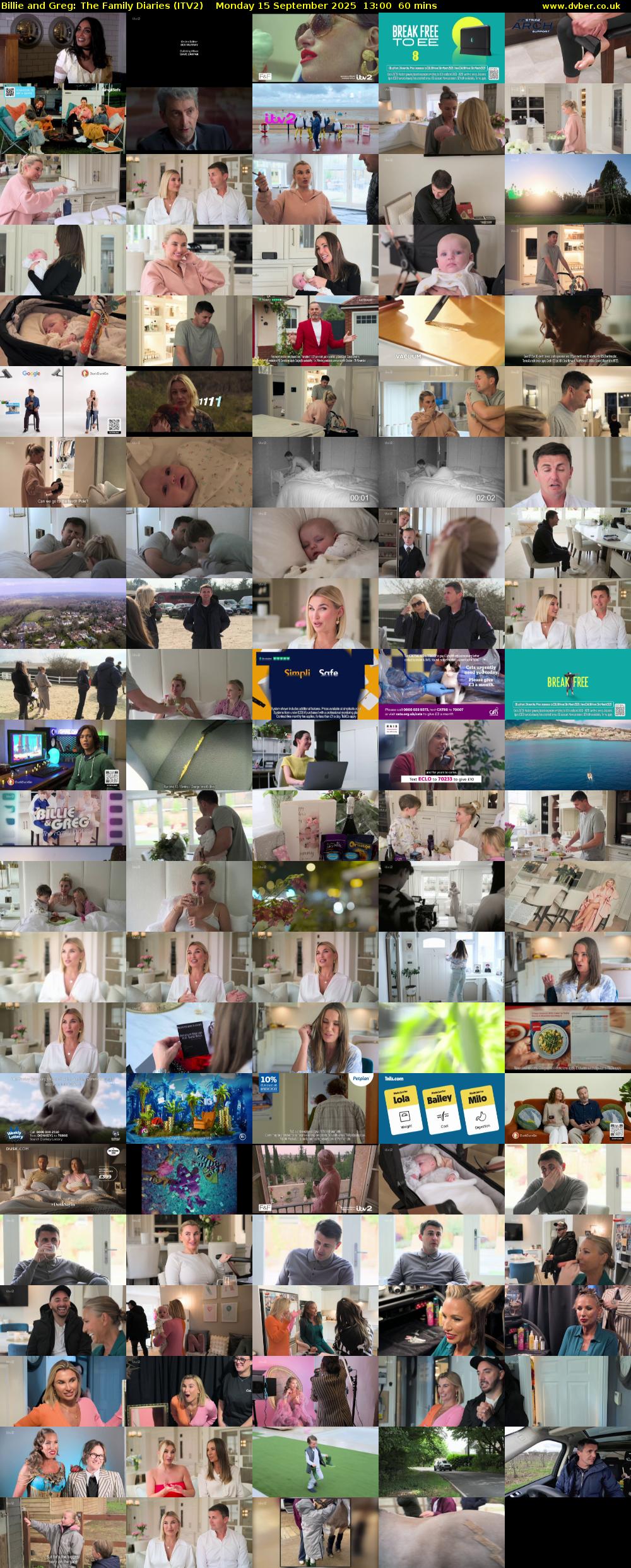 Billie and Greg: The Family Diaries (ITV2) Monday 15 September 2025 13:00 - 14:00