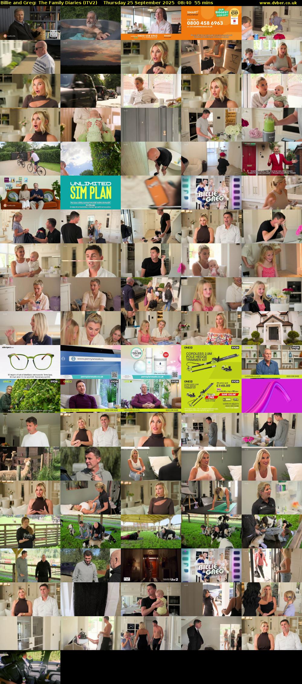 Billie and Greg: The Family Diaries (ITV2) Thursday 25 September 2025 08:40 - 09:35