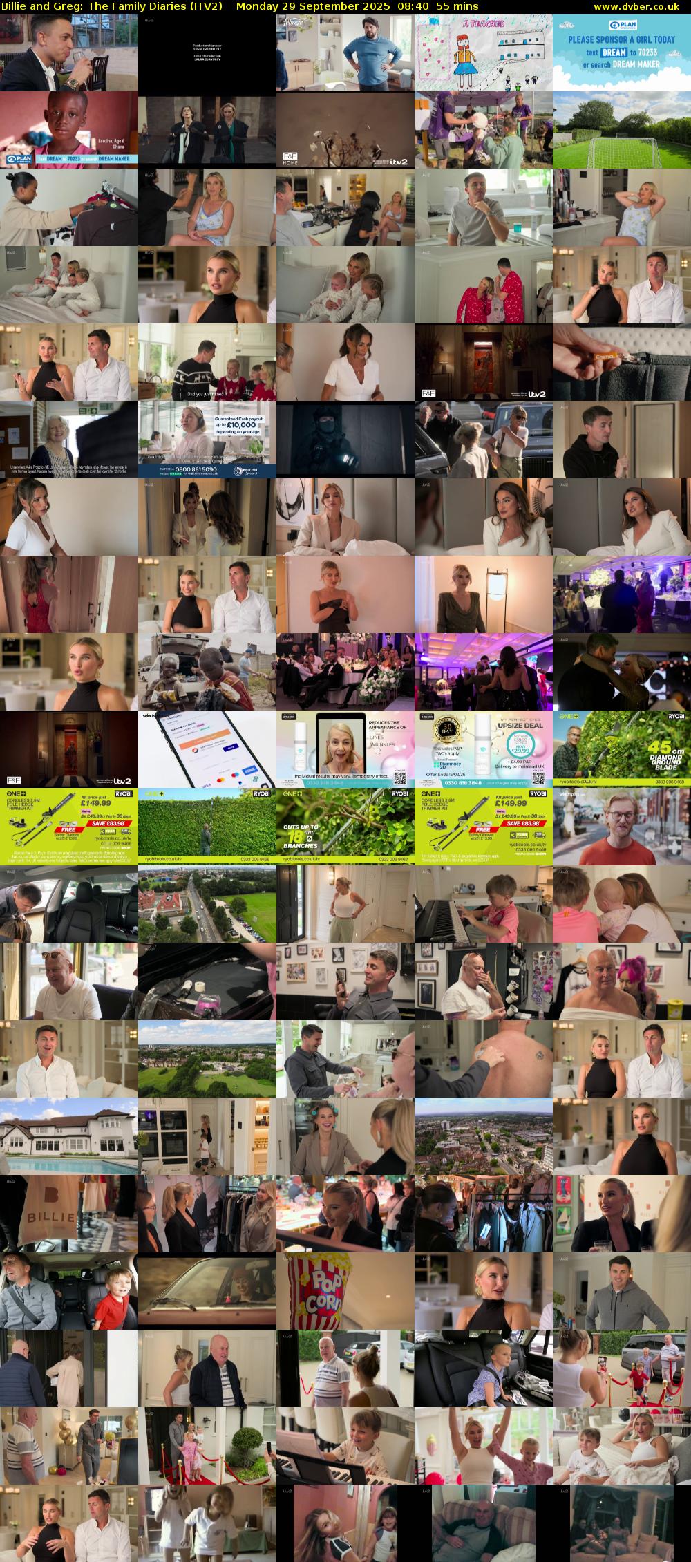 Billie and Greg: The Family Diaries (ITV2) Monday 29 September 2025 08:40 - 09:35