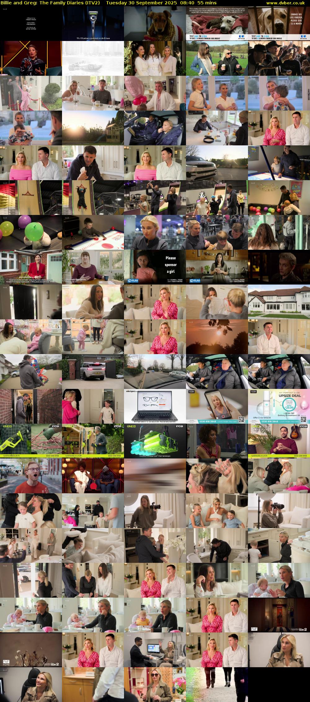 Billie and Greg: The Family Diaries (ITV2) Tuesday 30 September 2025 08:40 - 09:35