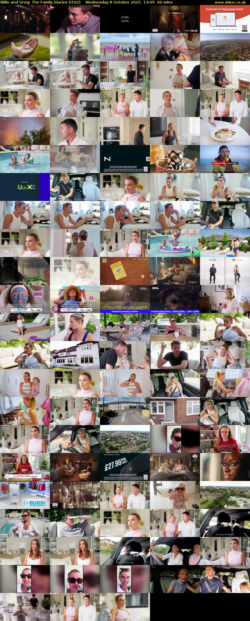 Billie and Greg: The Family Diaries (ITV2) Wednesday 8 October 2025 13:05 - 14:05