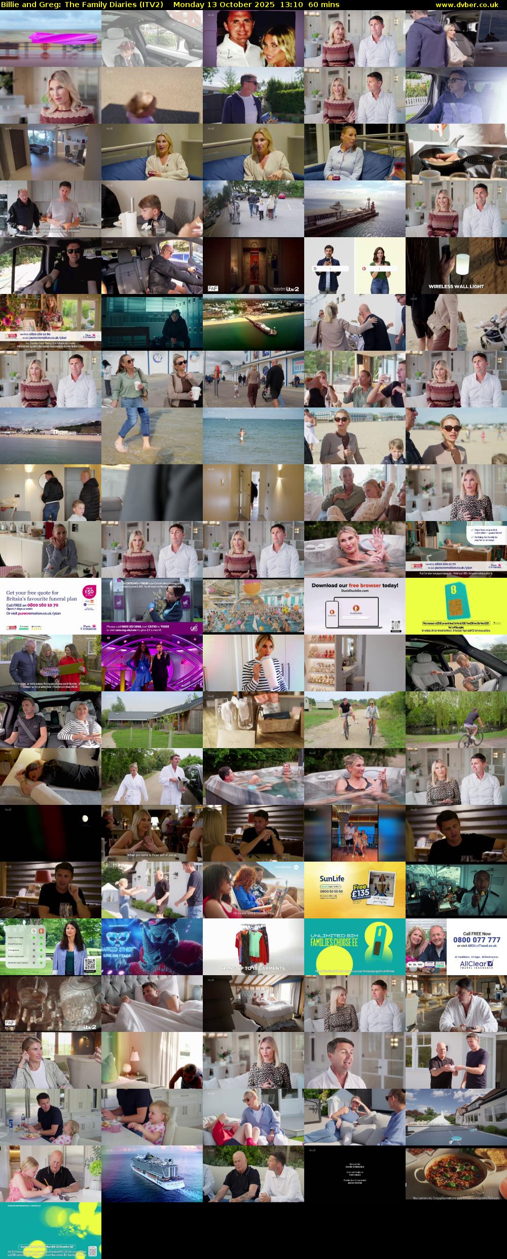 Billie and Greg: The Family Diaries (ITV2) Monday 13 October 2025 13:10 - 14:10
