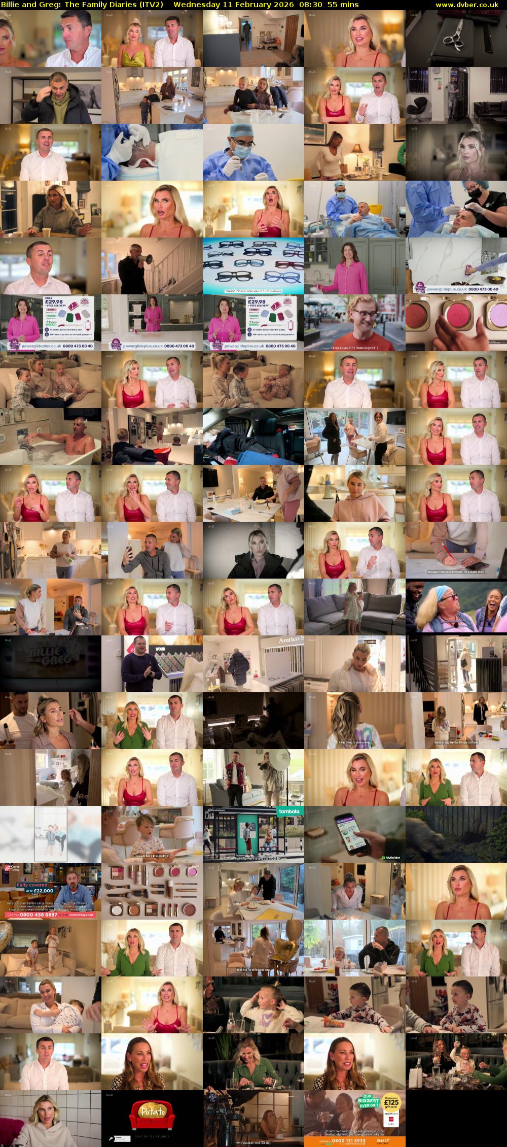 Billie and Greg: The Family Diaries (ITV2) Wednesday 11 February 2026 08:30 - 09:25