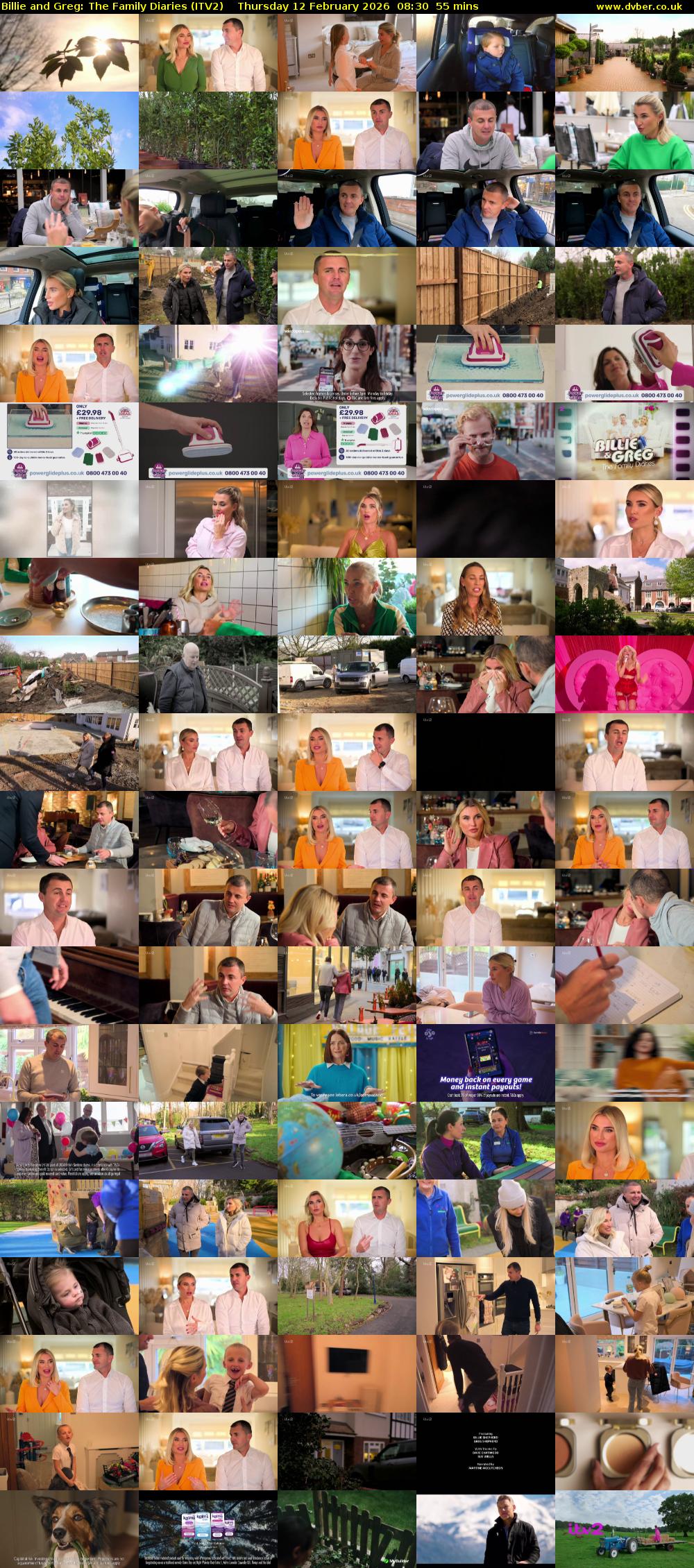 Billie and Greg: The Family Diaries (ITV2) Thursday 12 February 2026 08:30 - 09:25