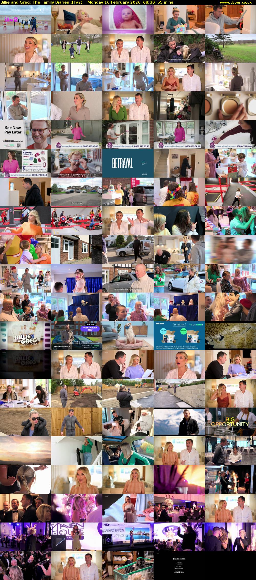 Billie and Greg: The Family Diaries (ITV2) Monday 16 February 2026 08:30 - 09:25