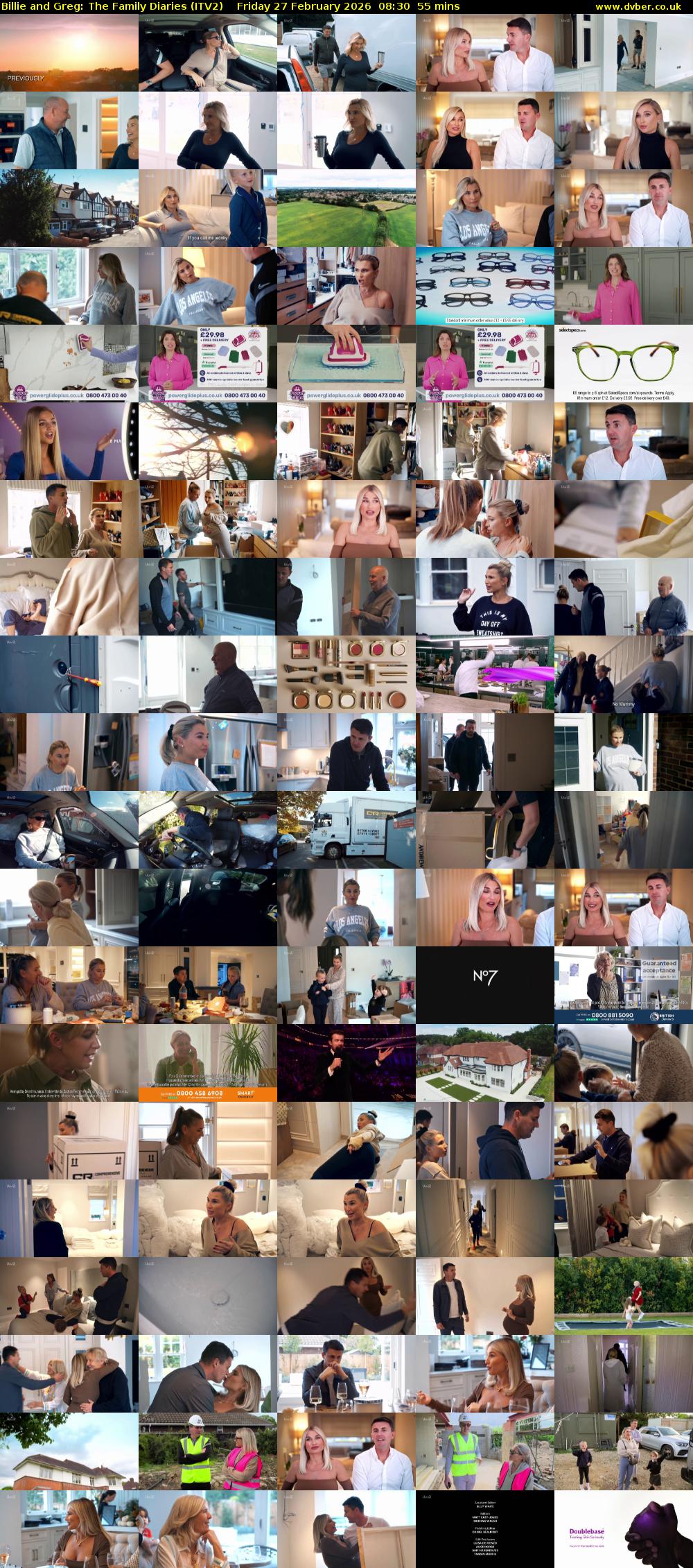 Billie and Greg: The Family Diaries (ITV2) Friday 27 February 2026 08:30 - 09:25