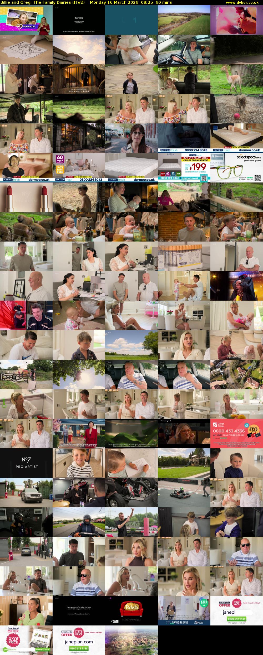 Billie and Greg: The Family Diaries (ITV2) Monday 16 March 2026 08:25 - 09:25