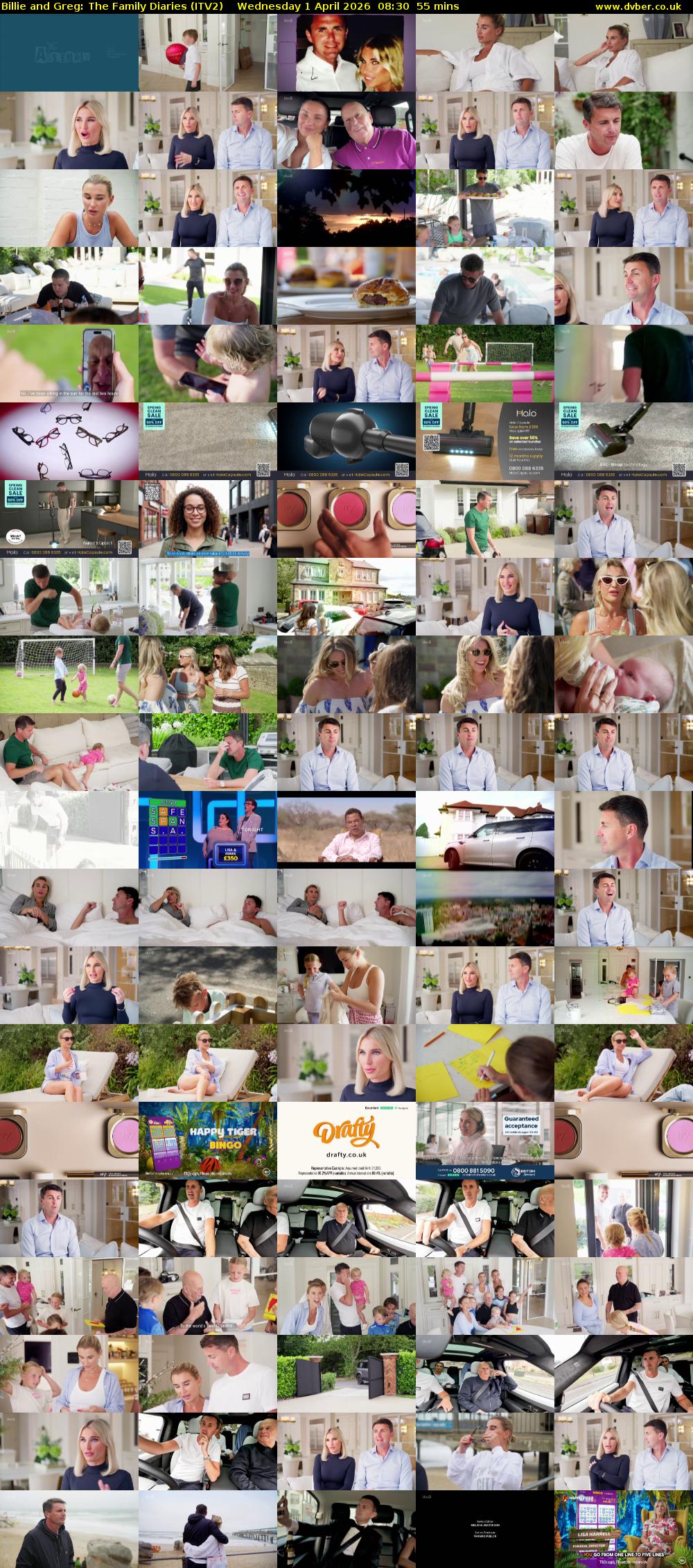 Billie and Greg: The Family Diaries (ITV2) Wednesday 1 April 2026 08:30 - 09:25