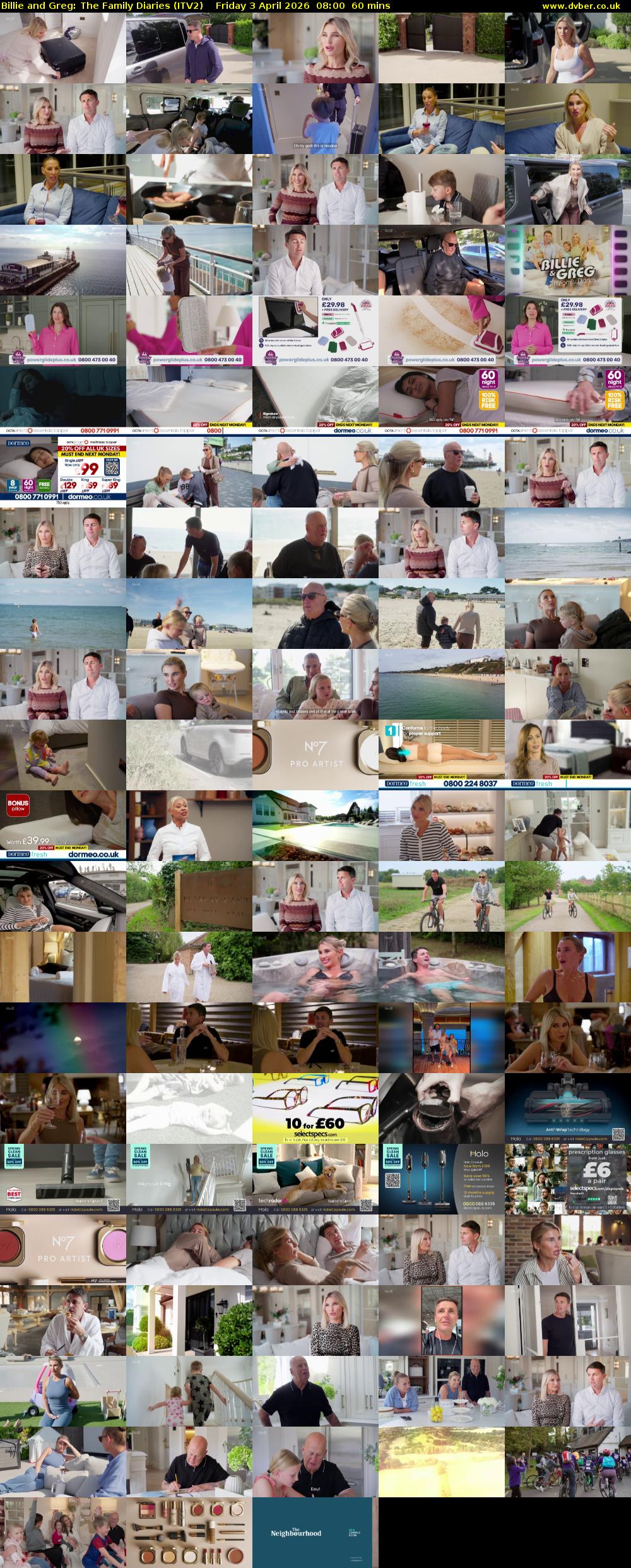 Billie and Greg: The Family Diaries (ITV2) Friday 3 April 2026 08:00 - 09:00