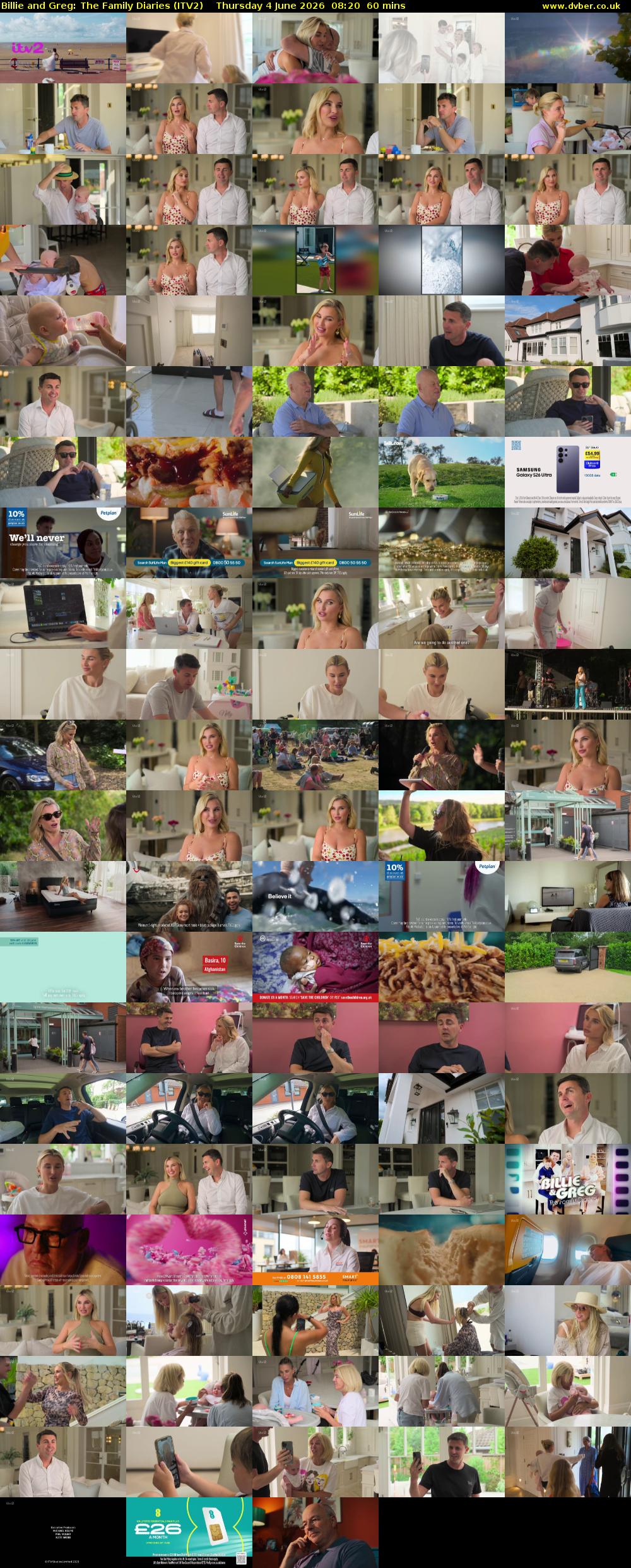Billie and Greg: The Family Diaries (ITV2) Thursday 4 June 2026 08:20 - 09:20