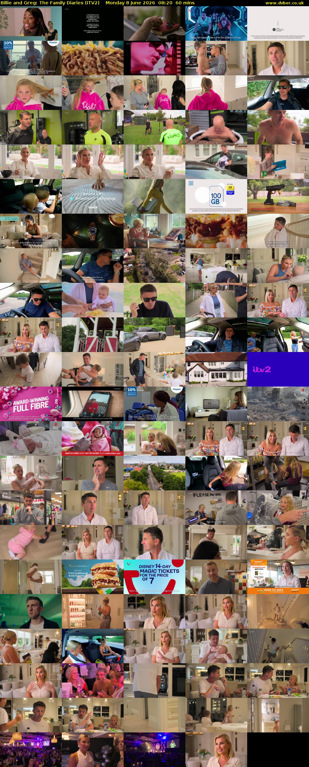 Billie and Greg: The Family Diaries (ITV2) Monday 8 June 2026 08:20 - 09:20