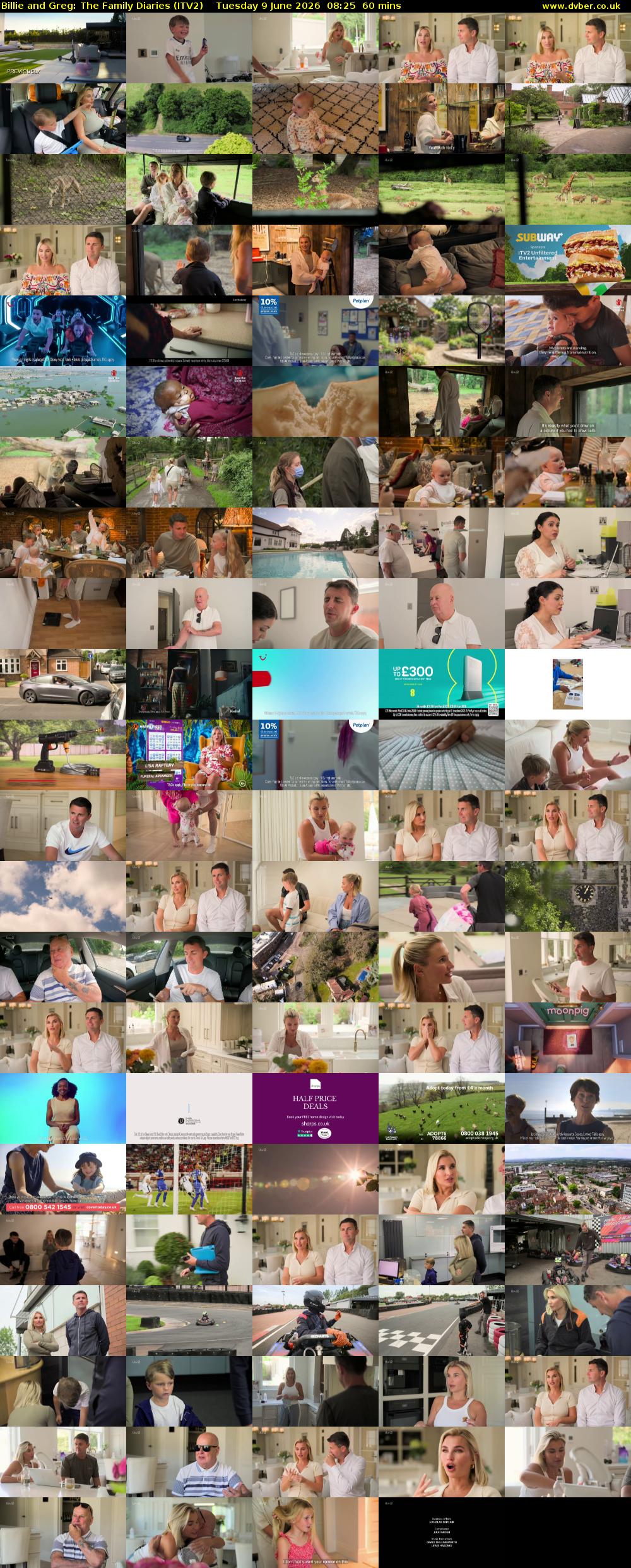 Billie and Greg: The Family Diaries (ITV2) Tuesday 9 June 2026 08:25 - 09:25