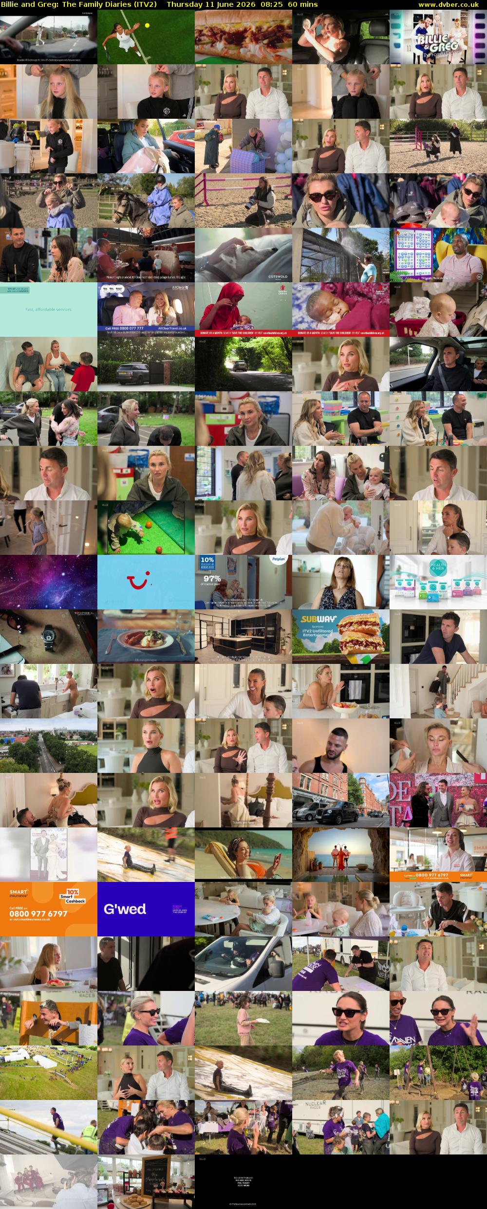 Billie and Greg: The Family Diaries (ITV2) Thursday 11 June 2026 08:25 - 09:25