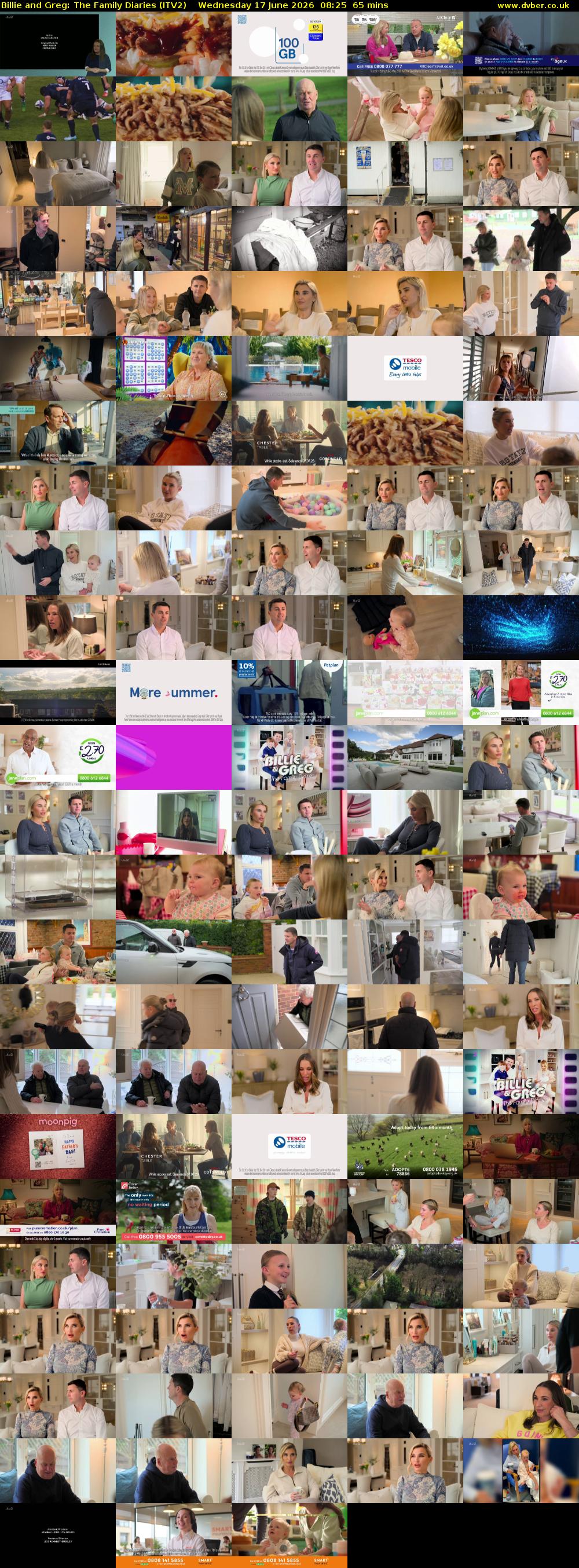 Billie and Greg: The Family Diaries (ITV2) Wednesday 17 June 2026 08:25 - 09:30