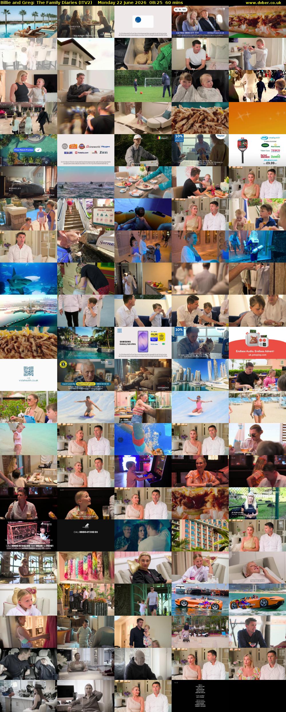 Billie and Greg: The Family Diaries (ITV2) Monday 22 June 2026 08:25 - 09:25