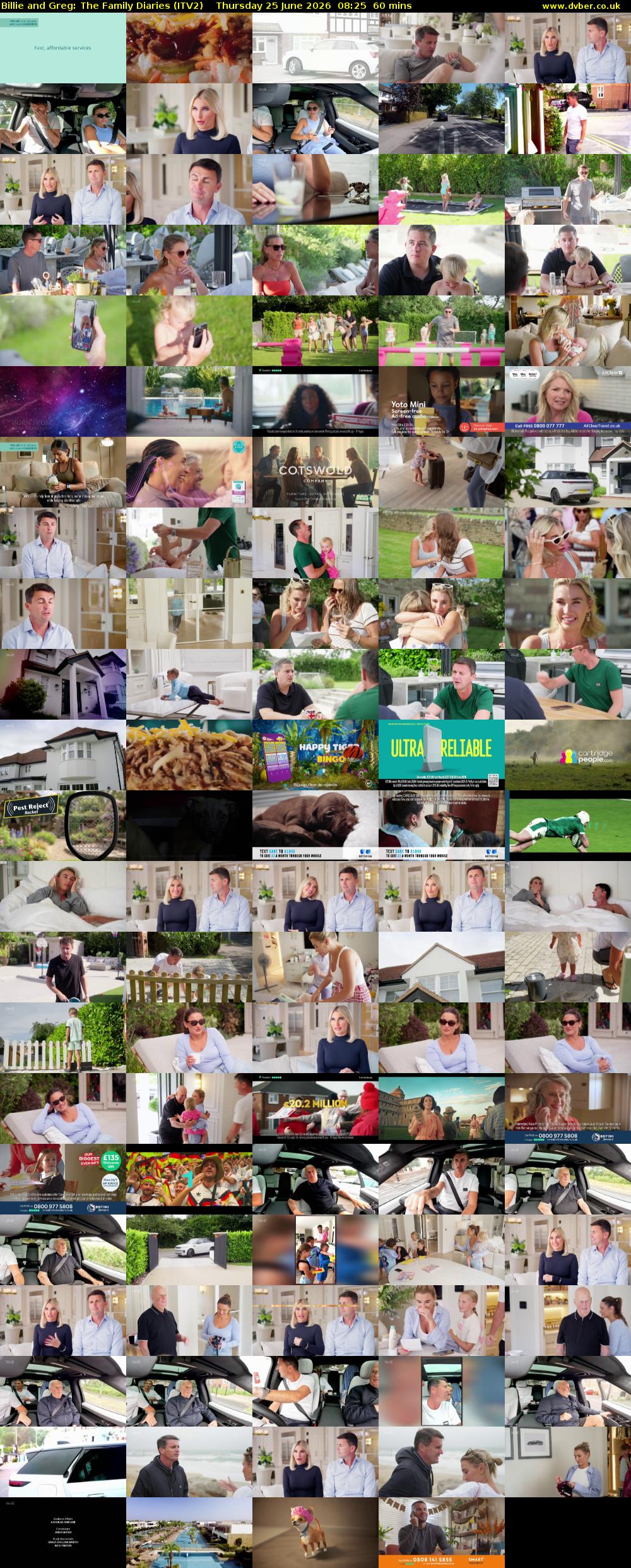 Billie and Greg: The Family Diaries (ITV2) Thursday 25 June 2026 08:25 - 09:25