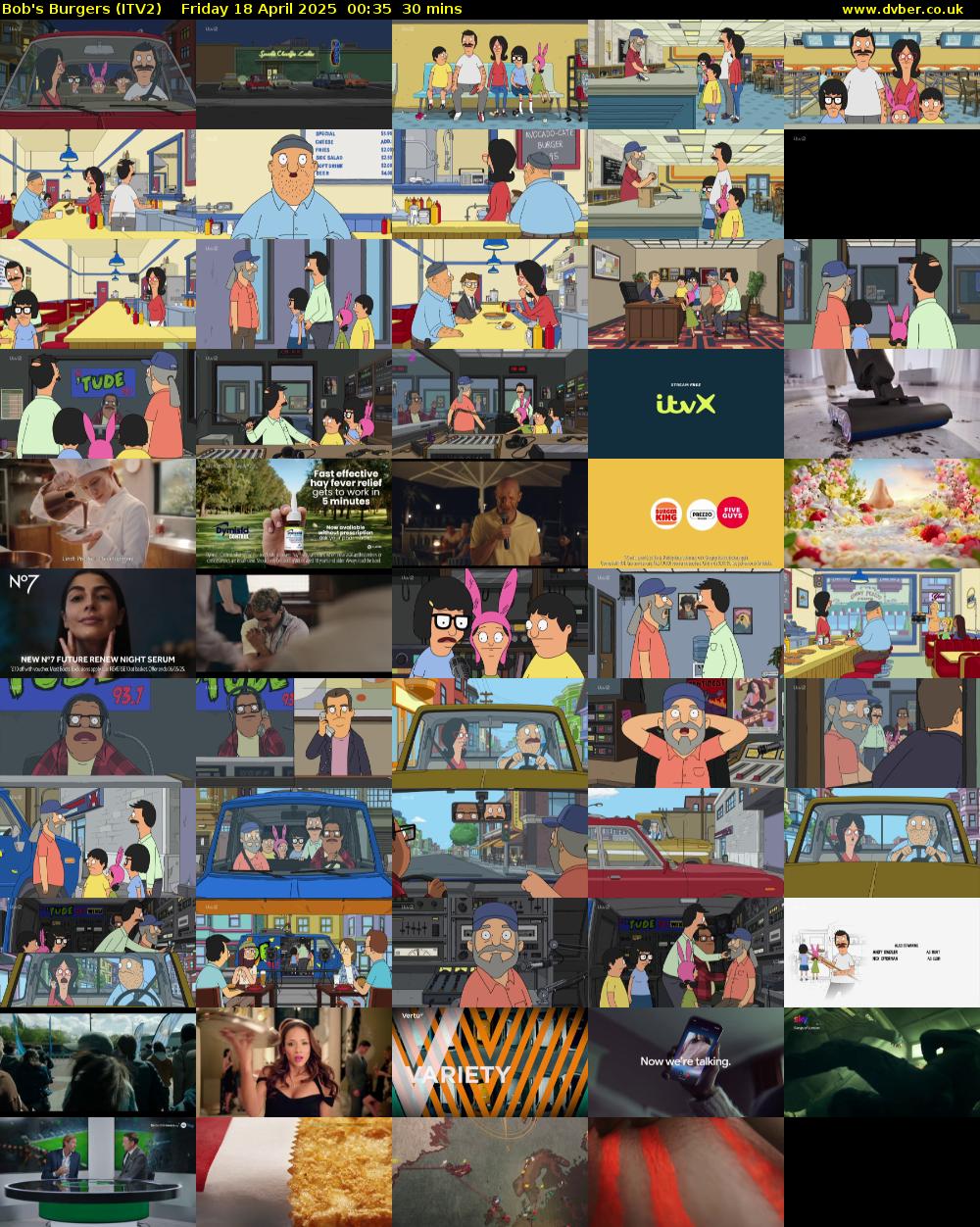 Bob's Burgers (ITV2) Friday 18 April 2025 00:35 - 01:05