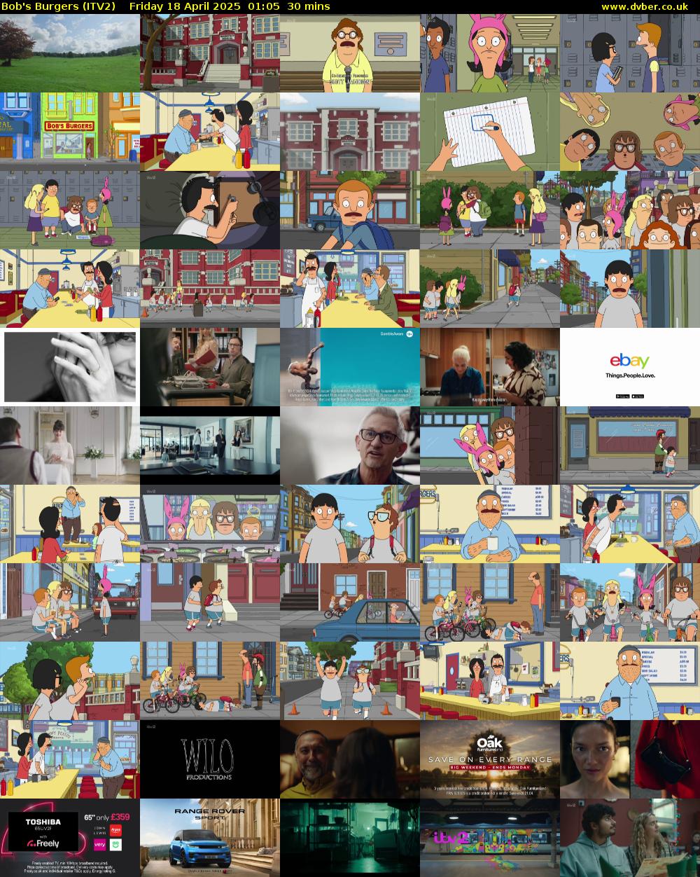 Bob's Burgers (ITV2) Friday 18 April 2025 01:05 - 01:35