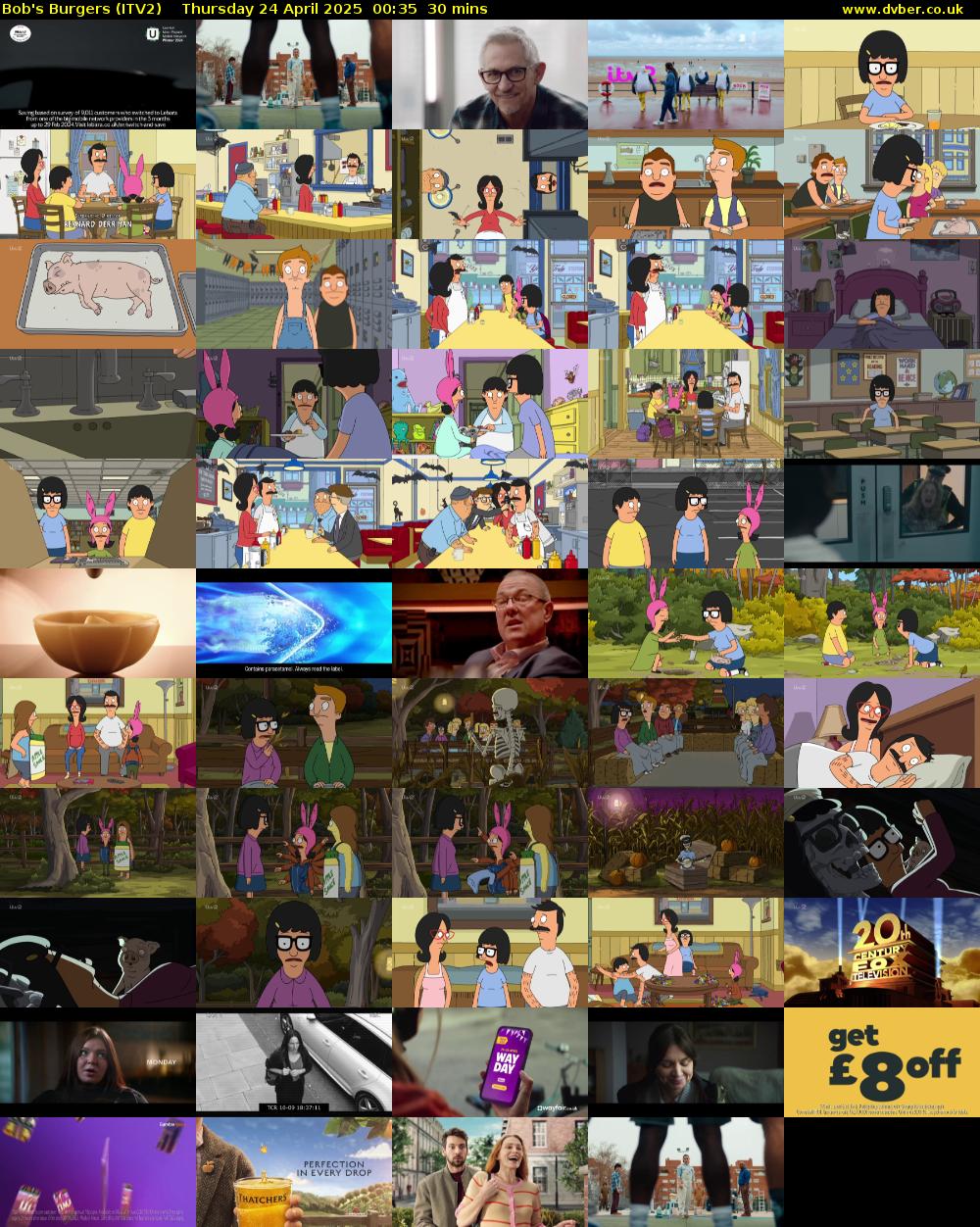 Bob's Burgers (ITV2) Thursday 24 April 2025 00:35 - 01:05