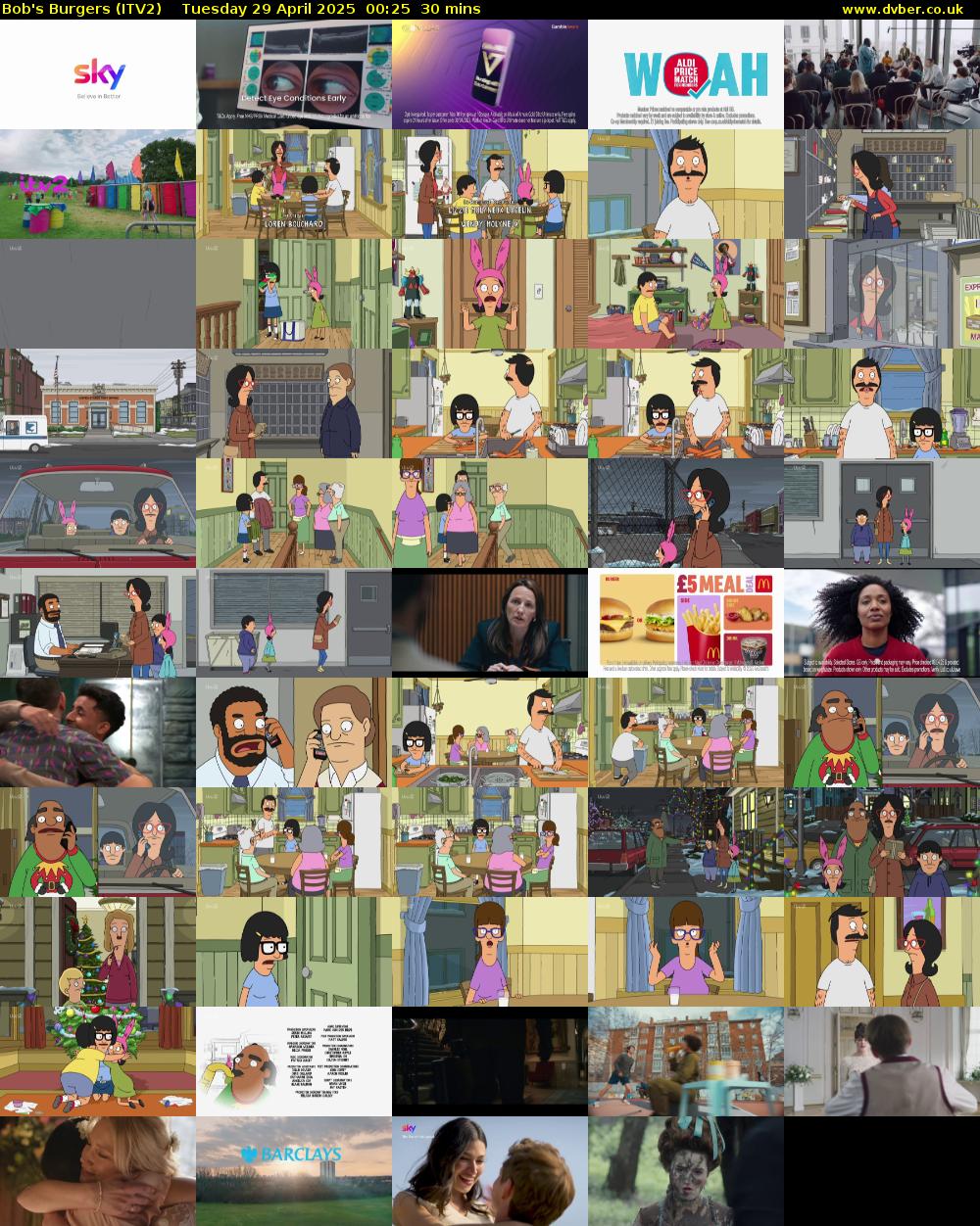 Bob's Burgers (ITV2) Tuesday 29 April 2025 00:25 - 00:55