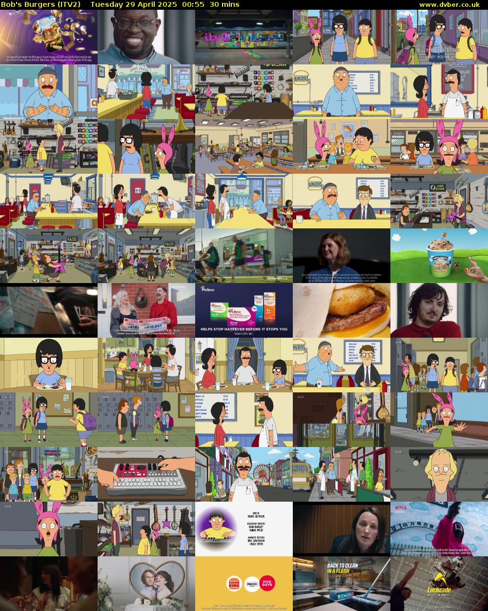 Bob's Burgers (ITV2) Tuesday 29 April 2025 00:55 - 01:25