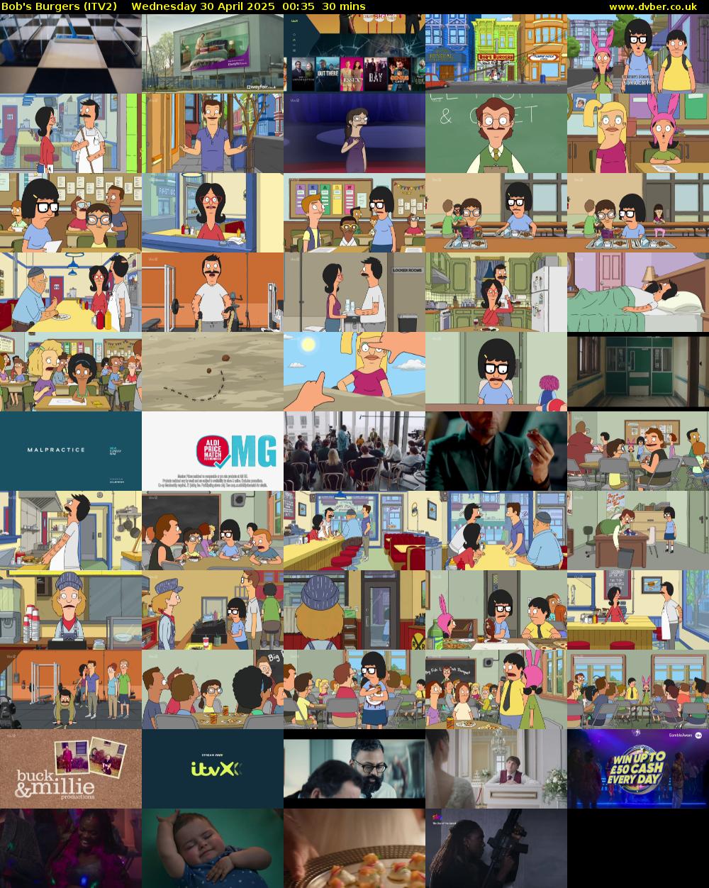 Bob's Burgers (ITV2) Wednesday 30 April 2025 00:35 - 01:05