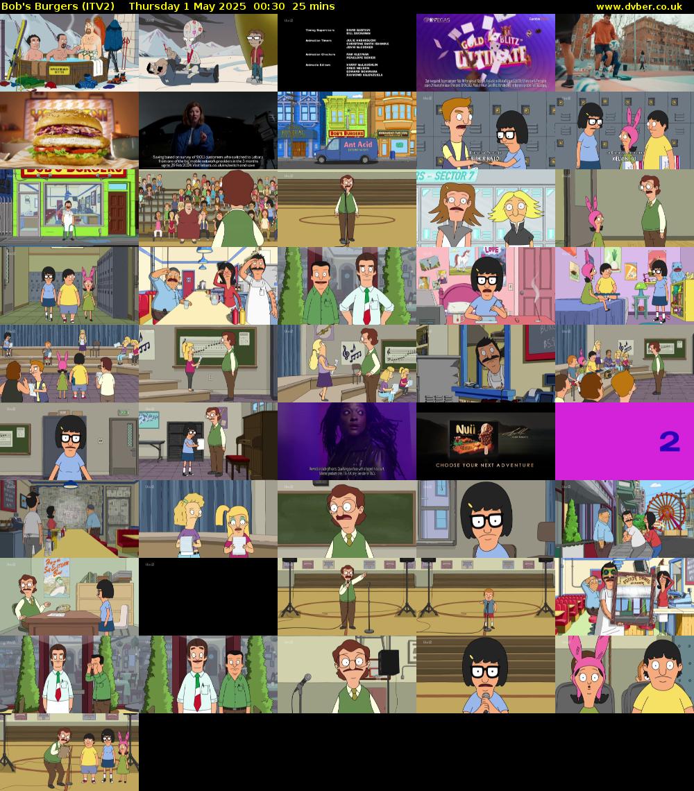 Bob's Burgers (ITV2) Thursday 1 May 2025 00:30 - 00:55